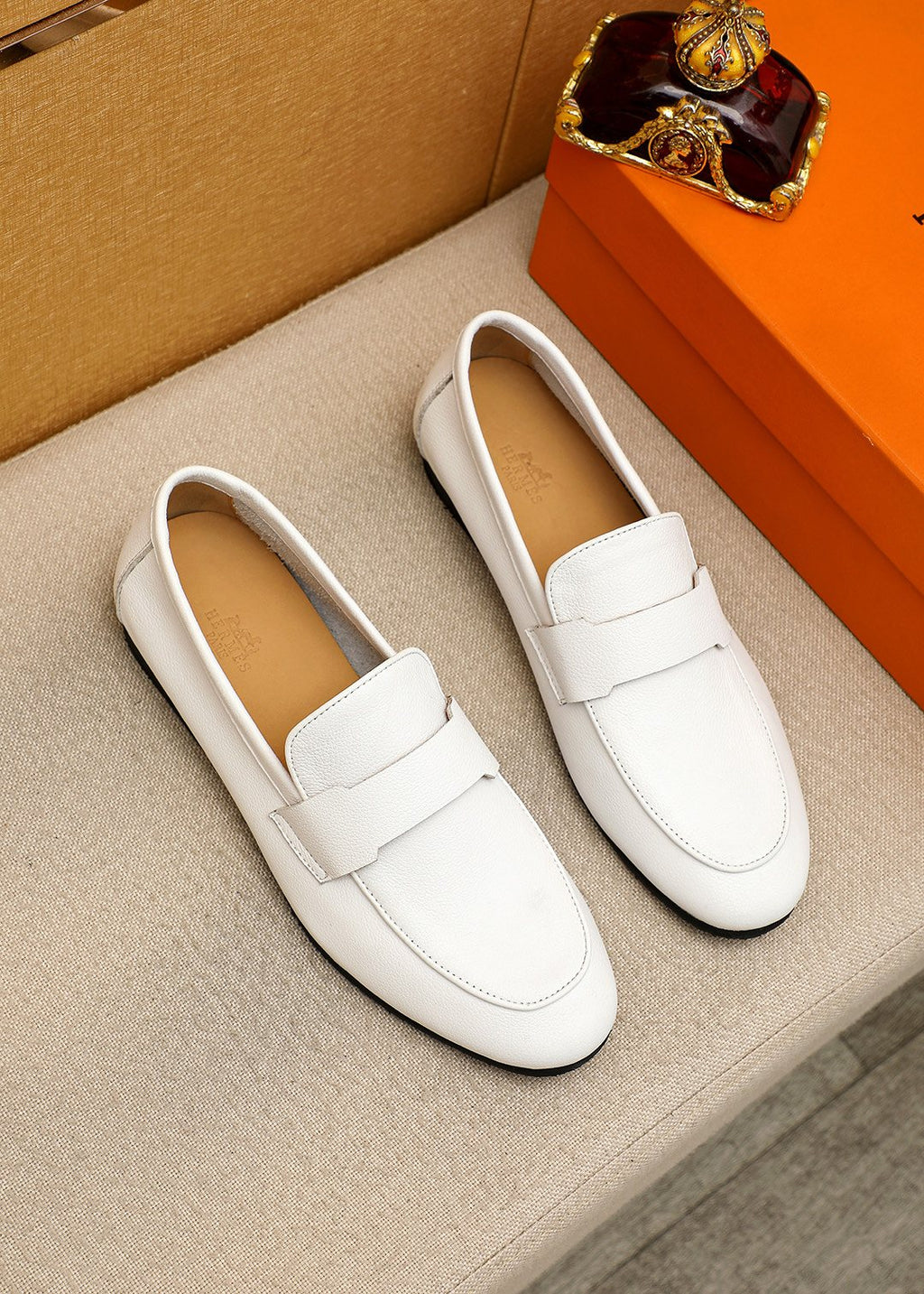 Hermès Pebbled Leather Loafers — hero