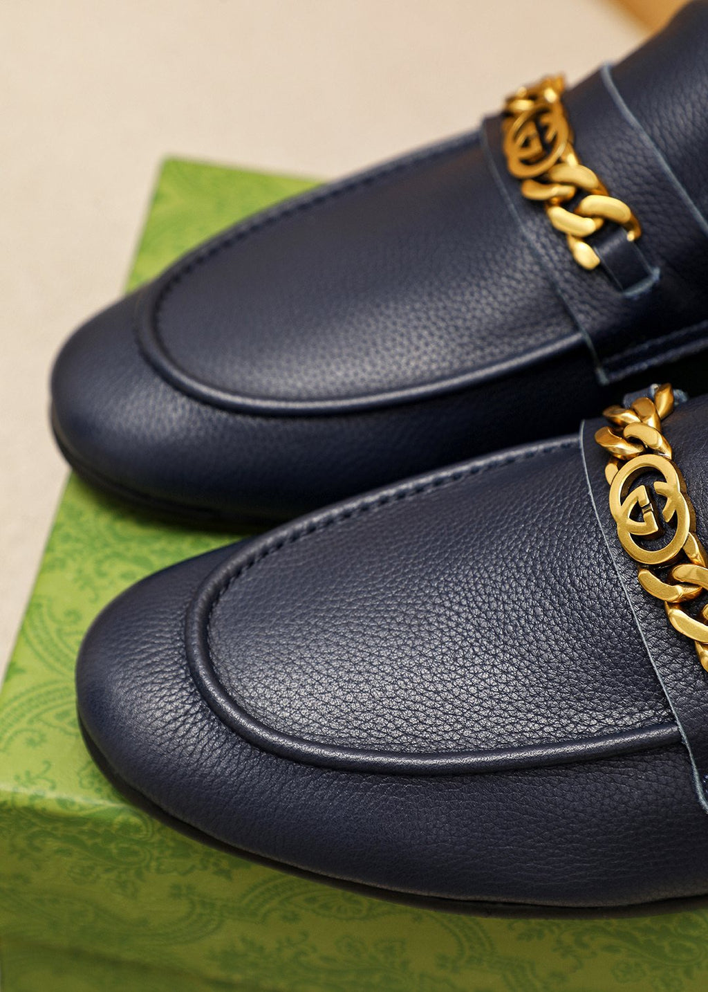 Gucci Pebble Leather Loafers — detail