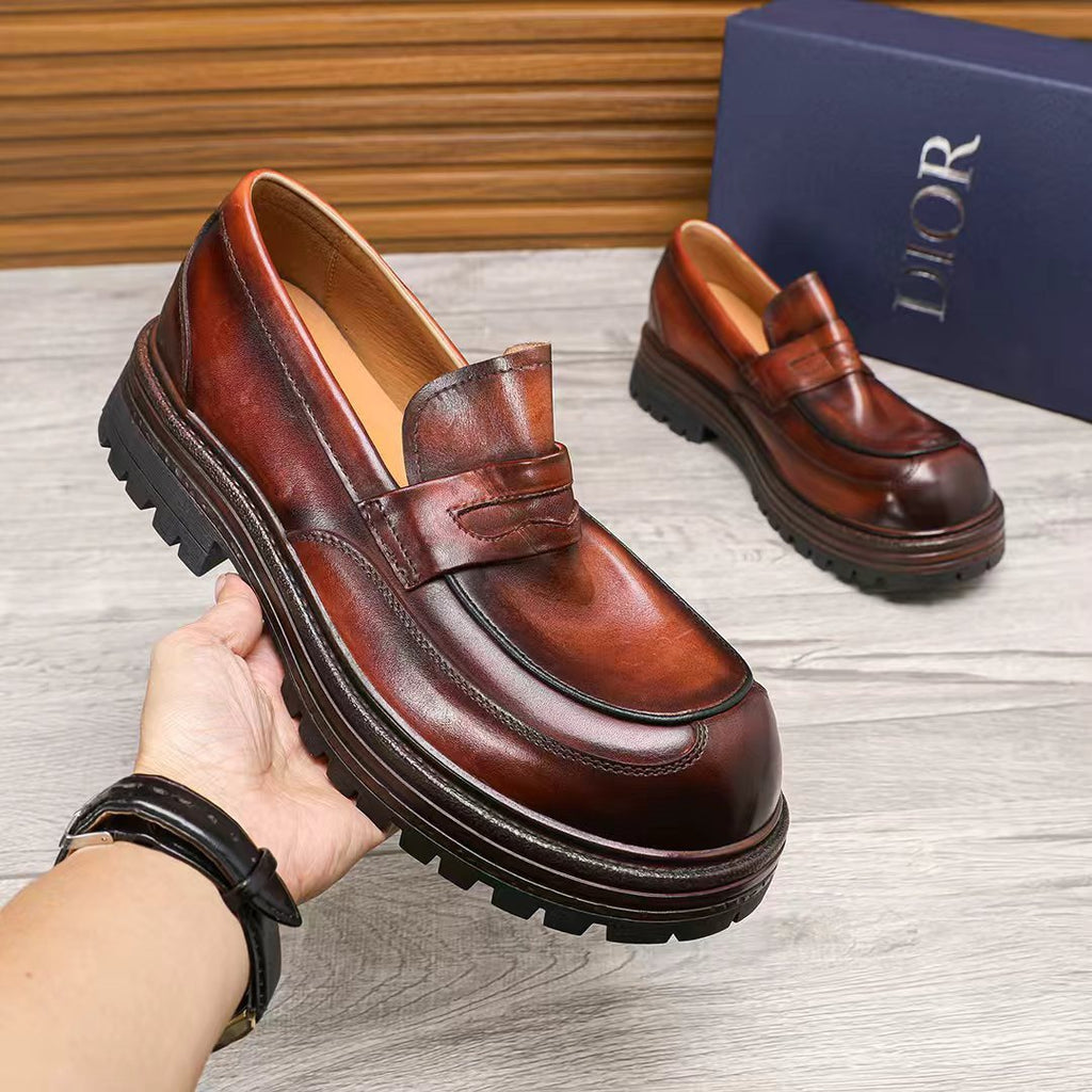 Dior Leather Moc-Toe Loafers — model