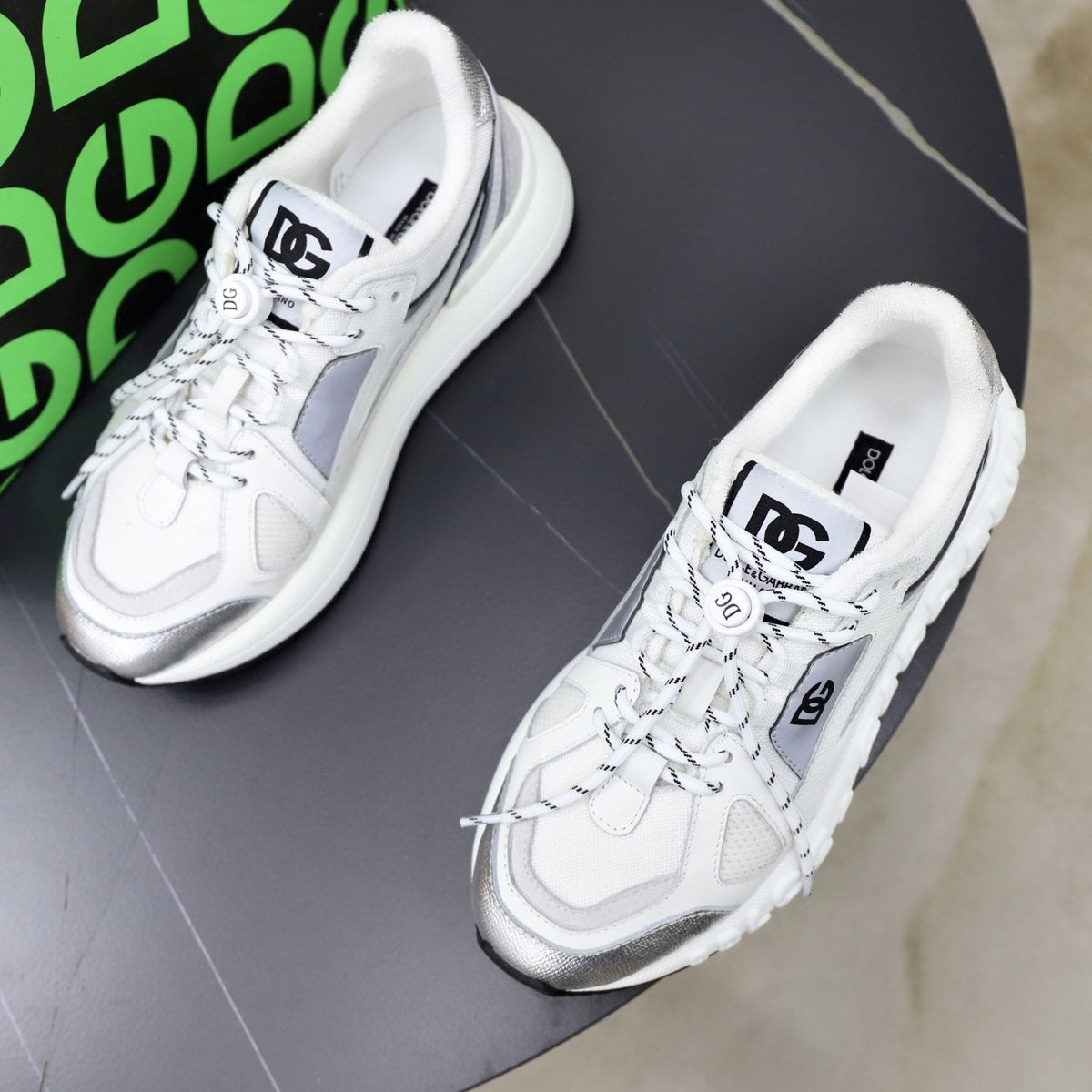 Dolce & Gabbana Black & White Athletic Sneakers — front