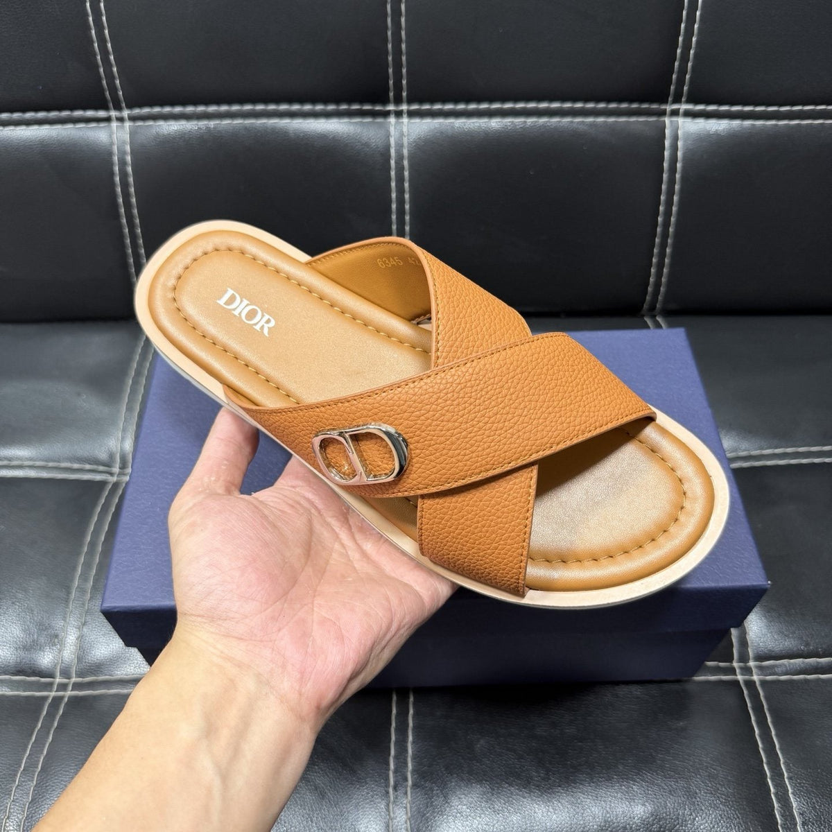 Dior Cross-Strap Slide Sandals — model