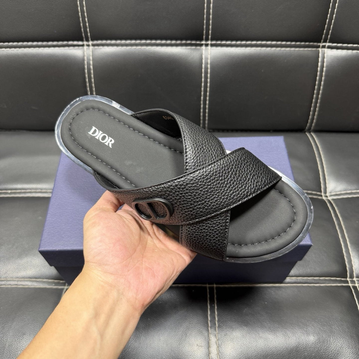 Dior Cross-Strap Slide Sandals — model