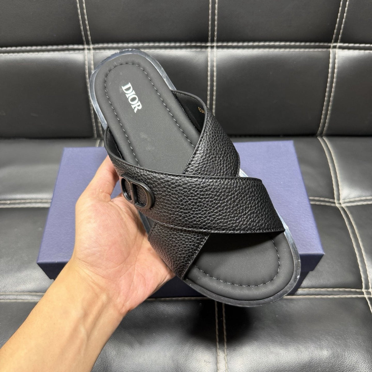 Dior Cross-Strap Slide Sandals — model