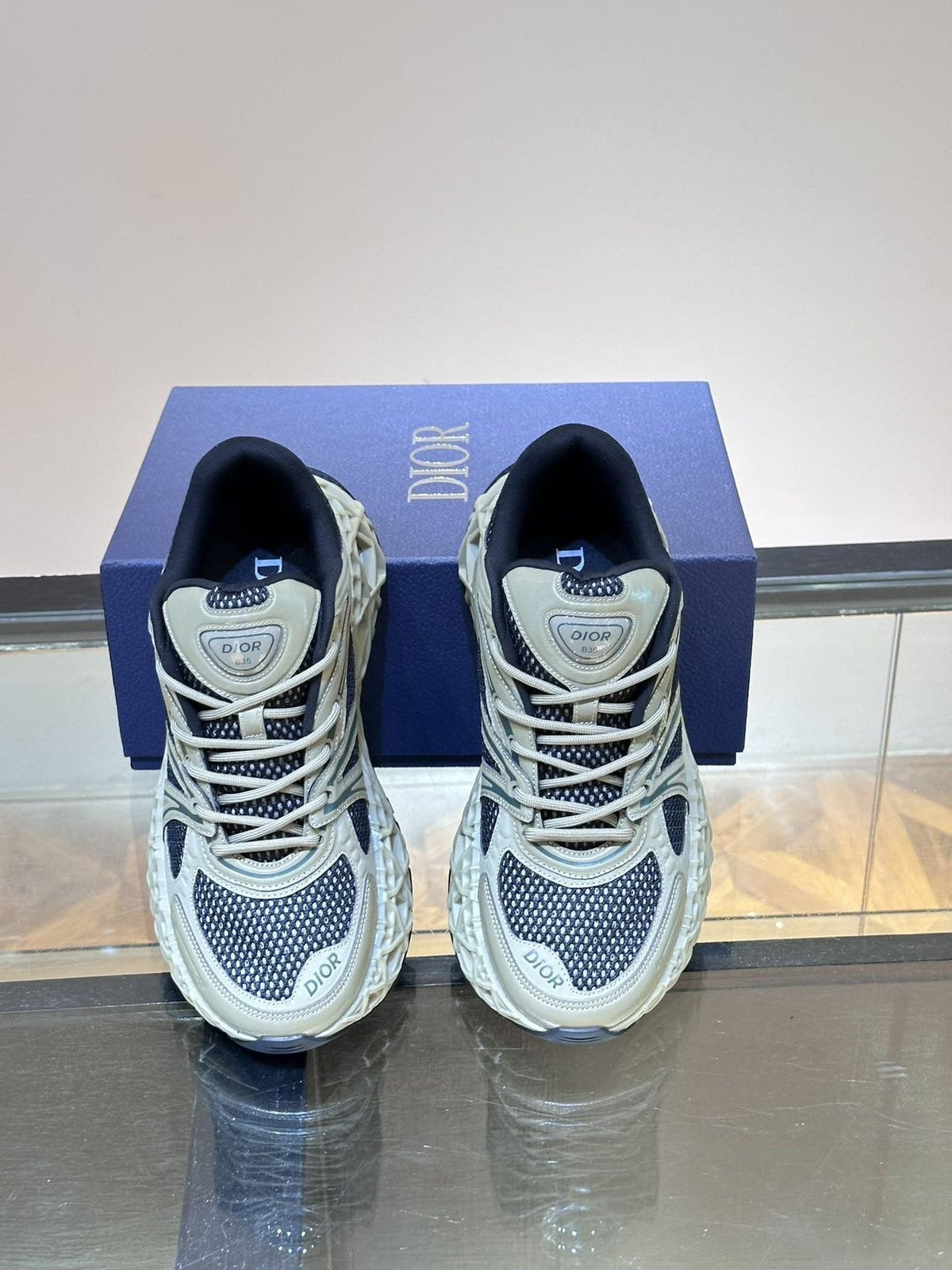Dior B35 Black Turquoise Sneakers — front