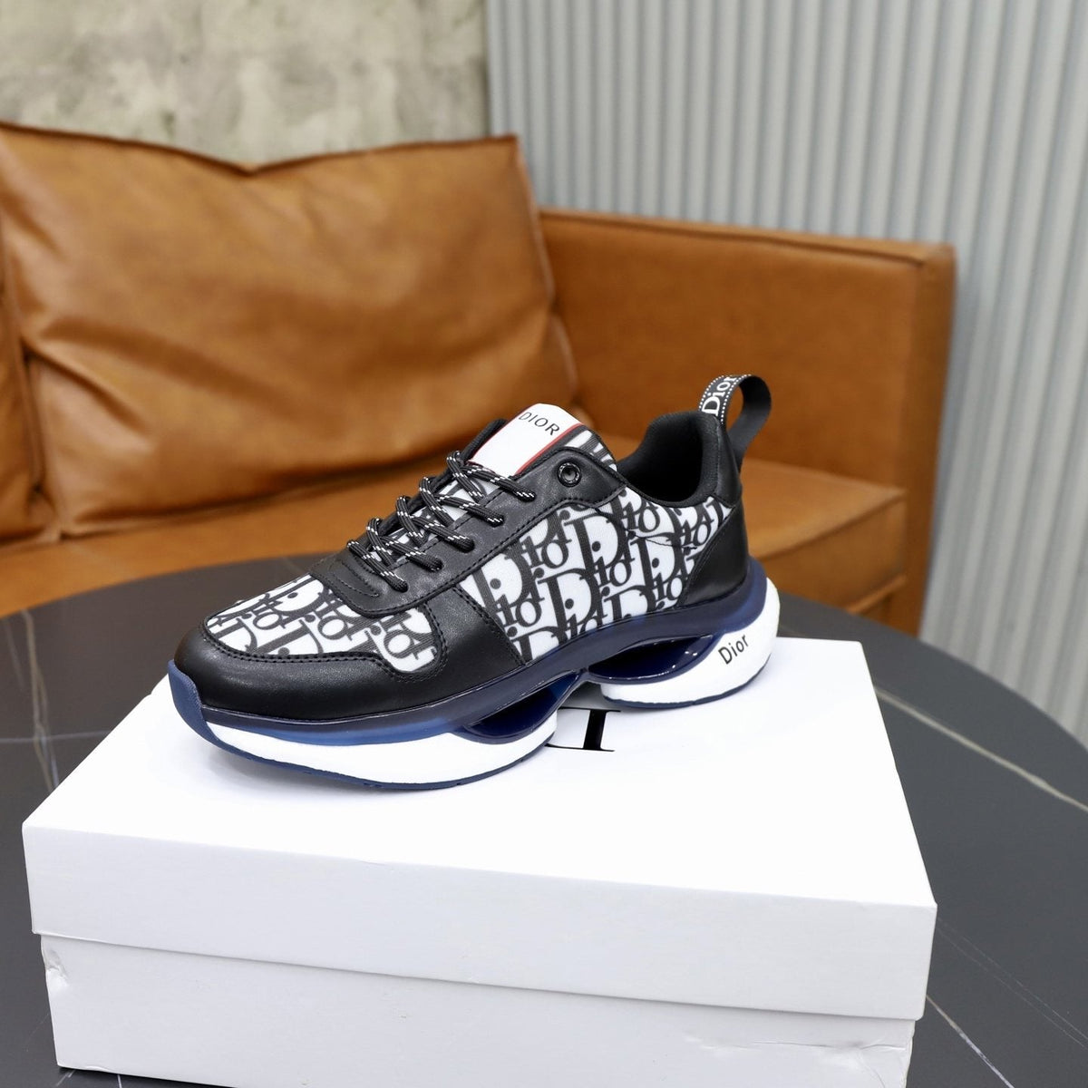 Dior Patterned Lace-Up Sneakers — side