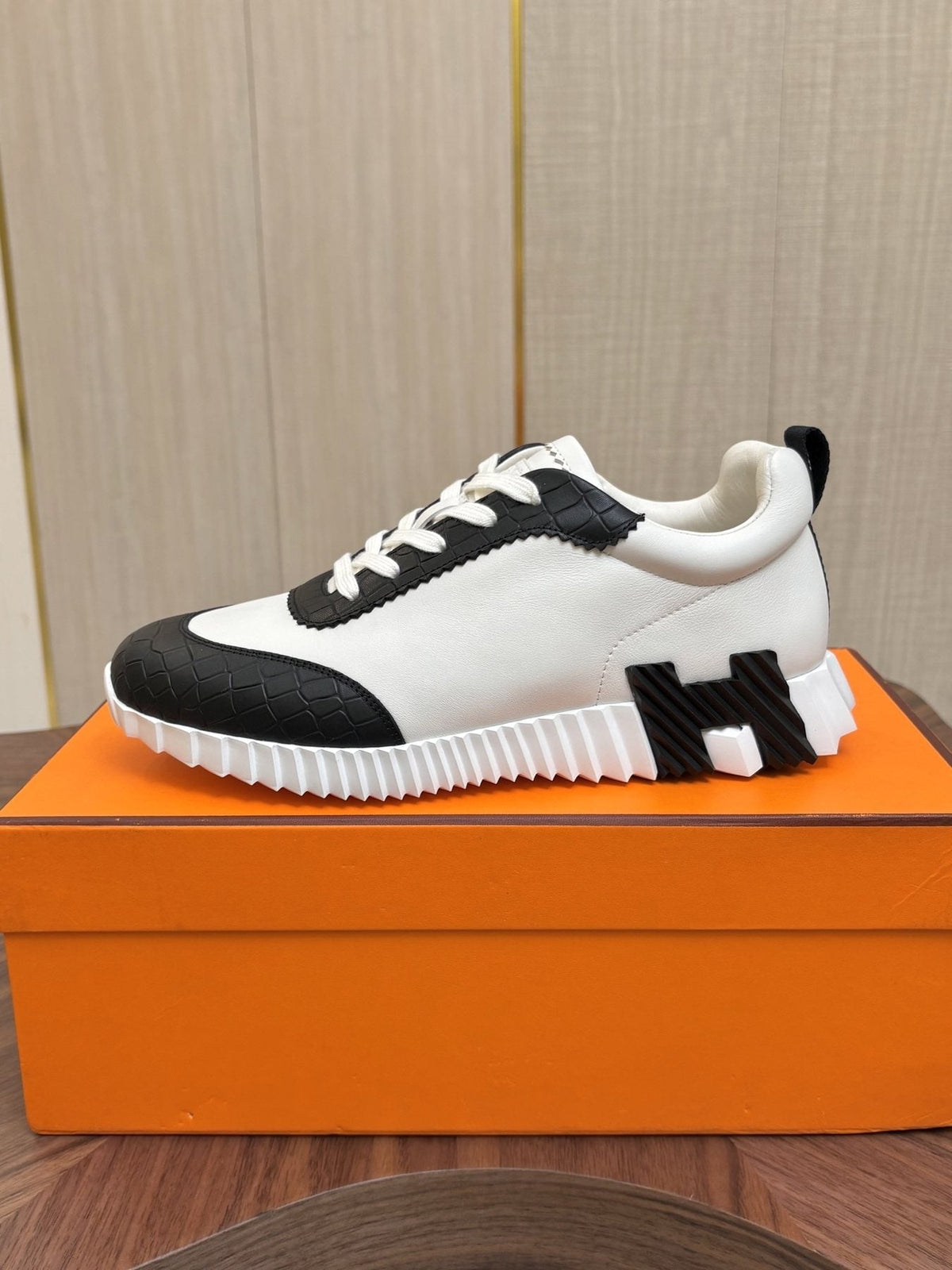 Hermes Paneled Low-Top Sneakers — side