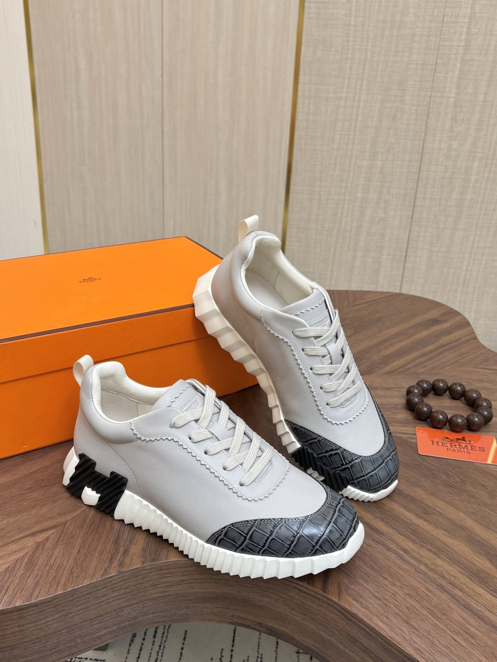 Hermes Paneled Low-Top Sneakers — side