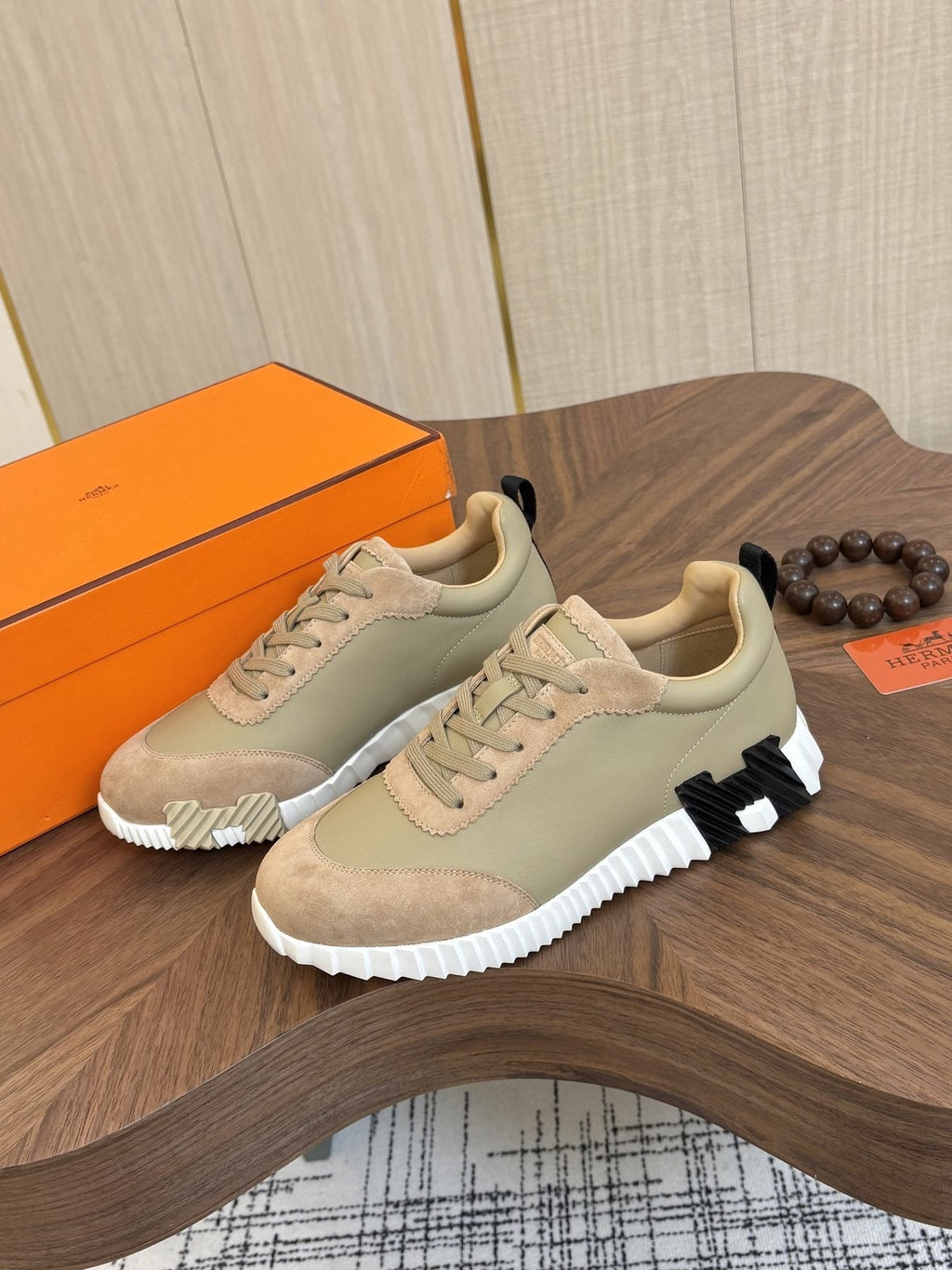Hermes Paneled Low-Top Sneakers — front