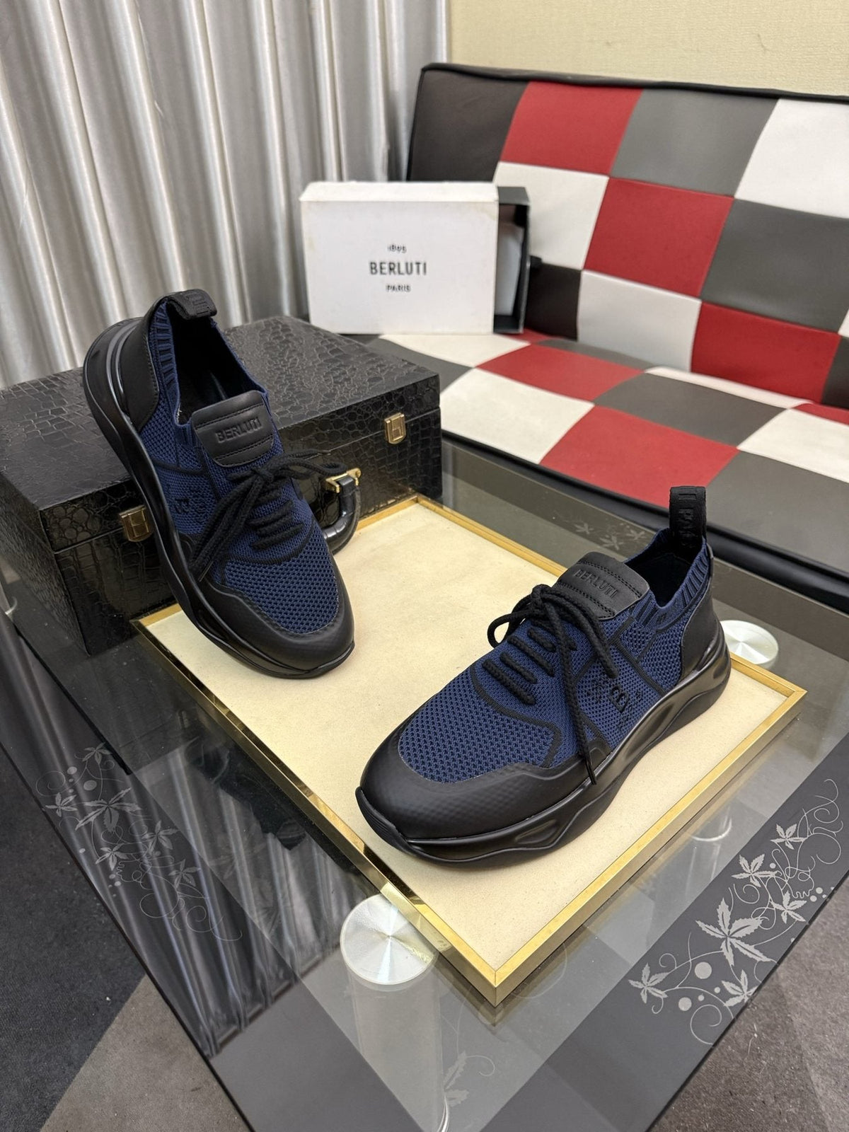 BERLUTI Mesh-Panel Lace-Up Sneakers — side