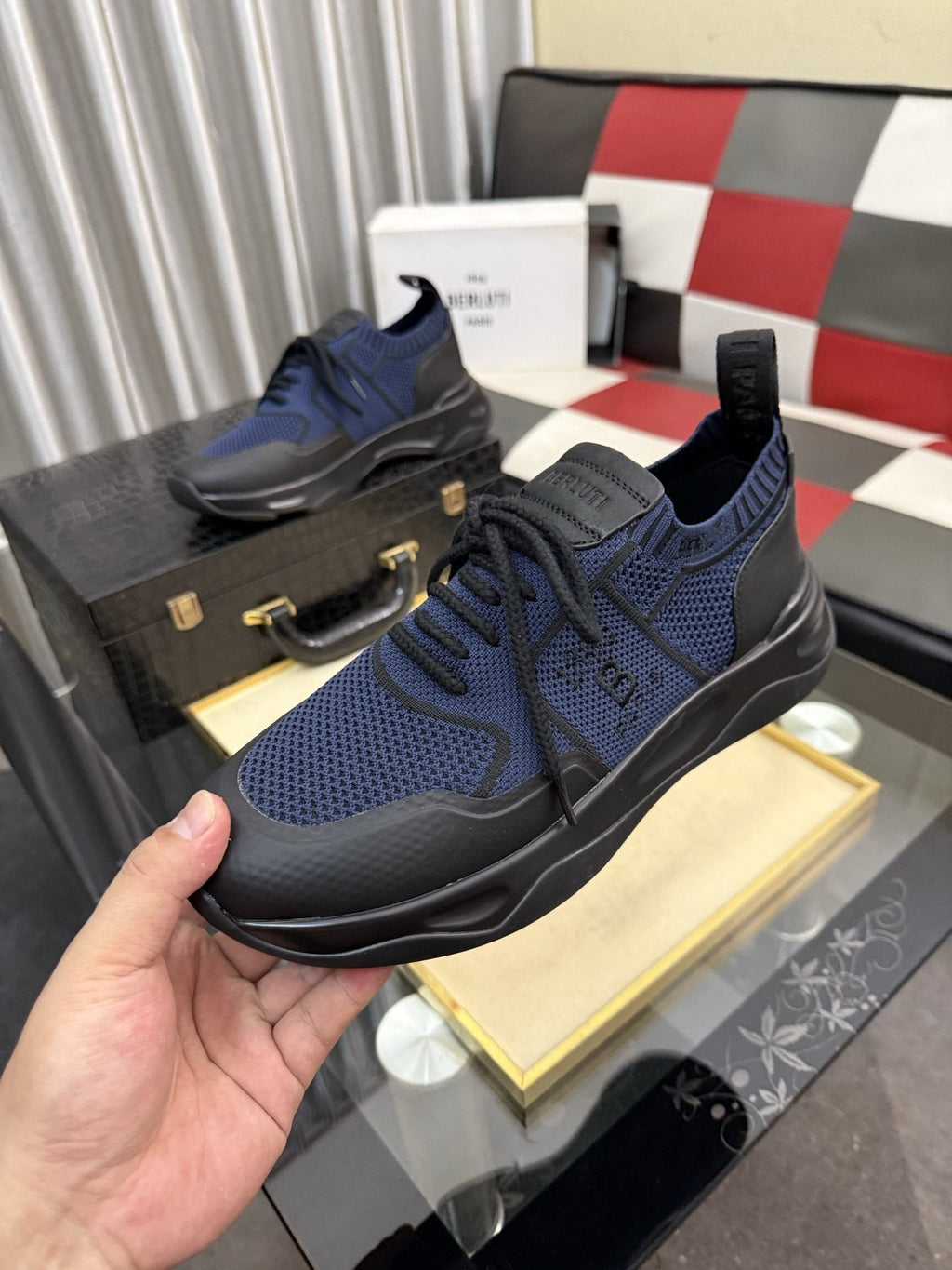 BERLUTI Mesh-Panel Lace-Up Sneakers — side