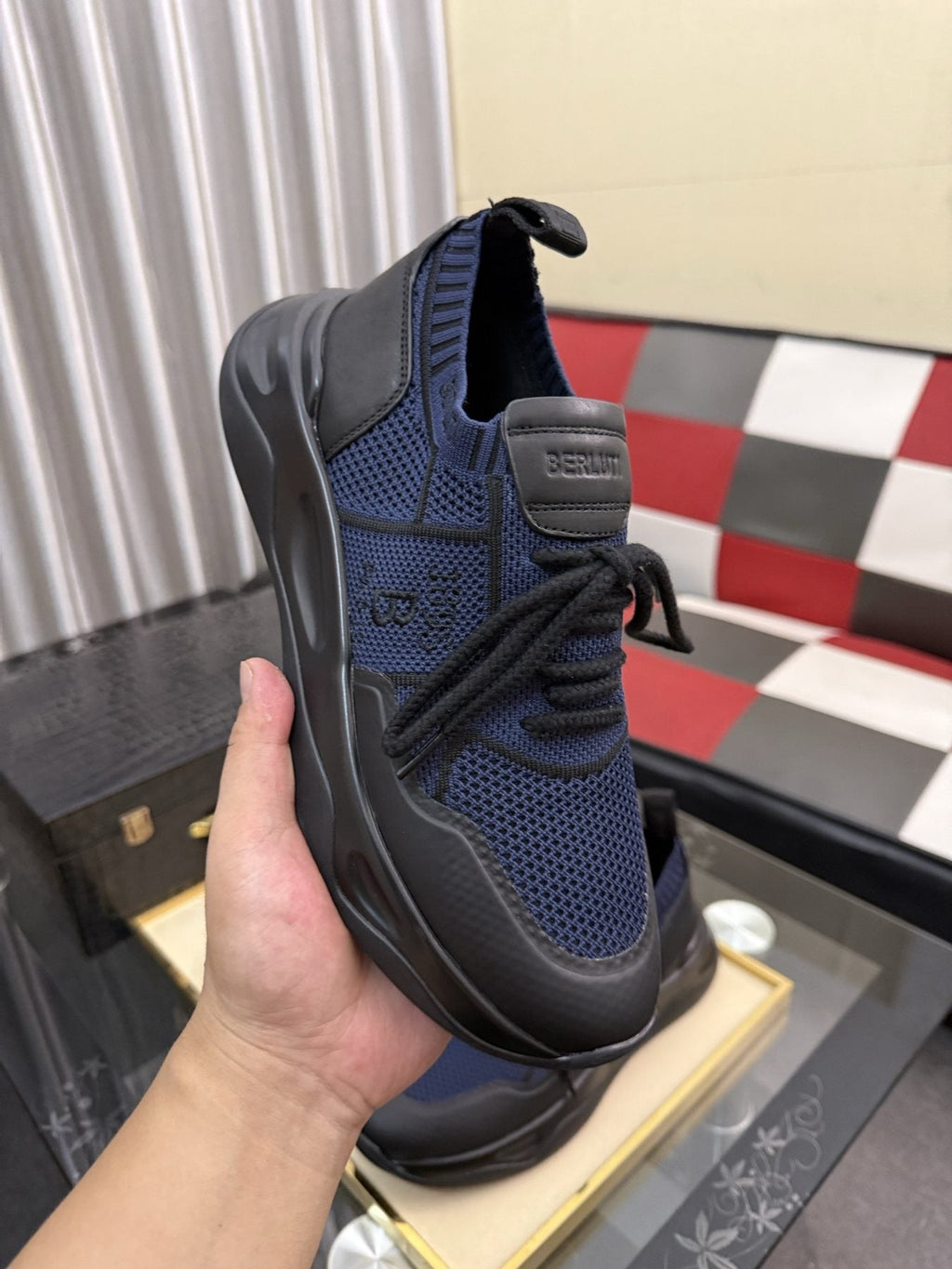 BERLUTI Mesh-Panel Lace-Up Sneakers — side