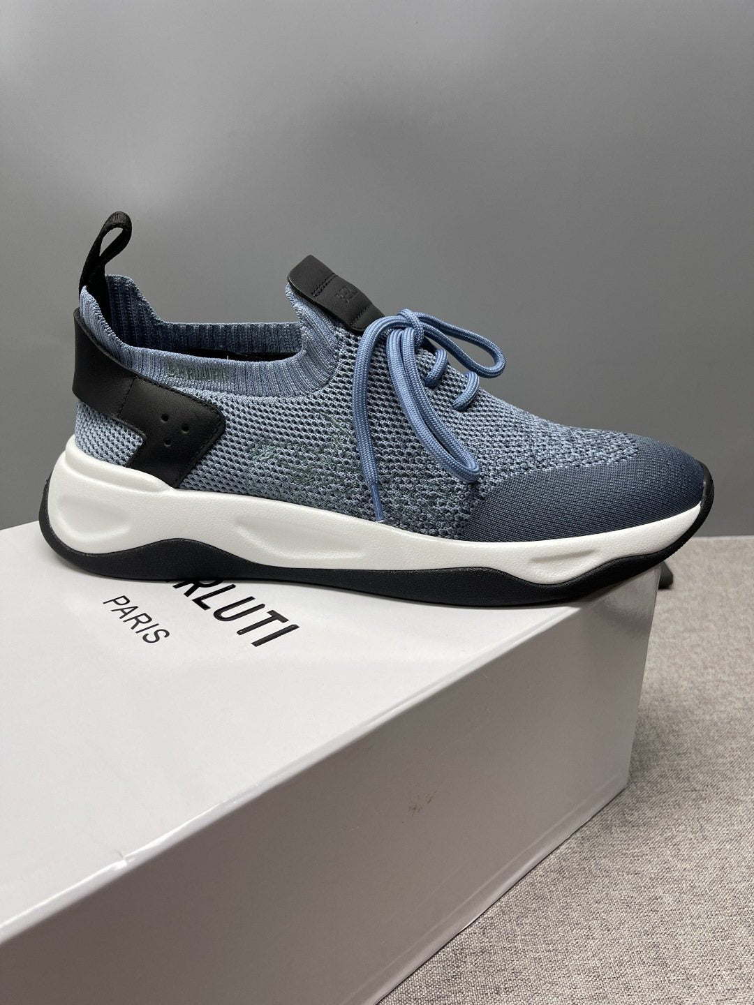 Berluti Blue Knit Lace-Up Sneakers — hero
