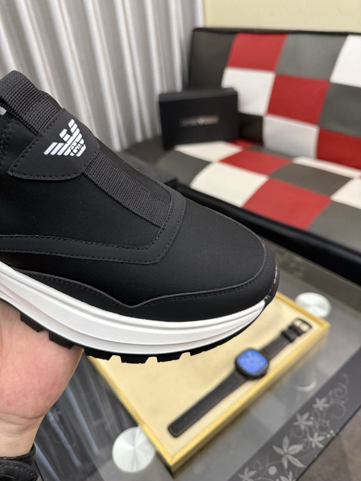 Armani Layered Slip-On Sneakers — detail