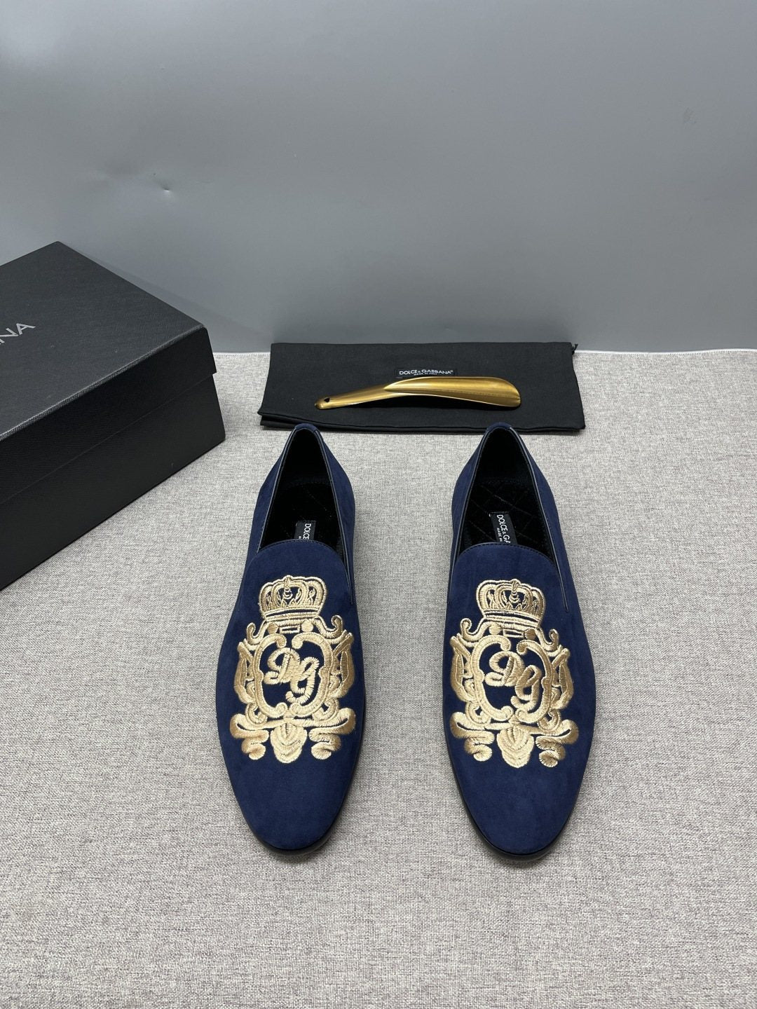 Dolce & Gabbana Crown Embroidered Loafers — front