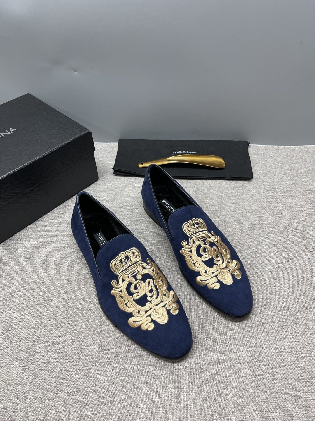 Dolce & Gabbana Crown Embroidered Loafers — hero