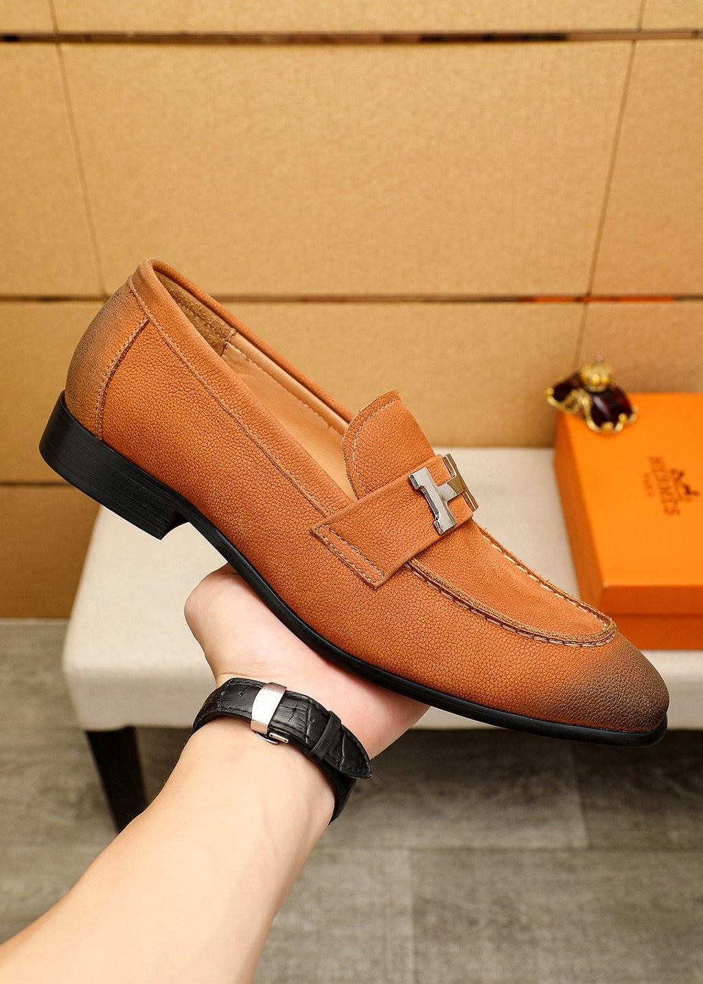 Hermès Dark Brown H-Hardware Loafers — model