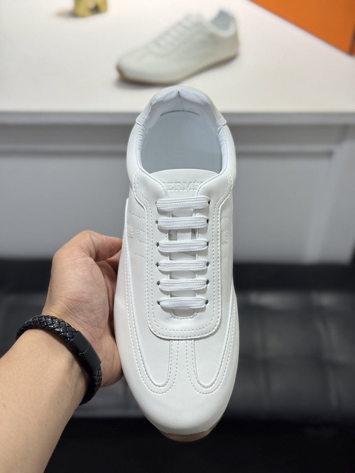 Hermès Contrast-Trim Low-Top Sneakers — front