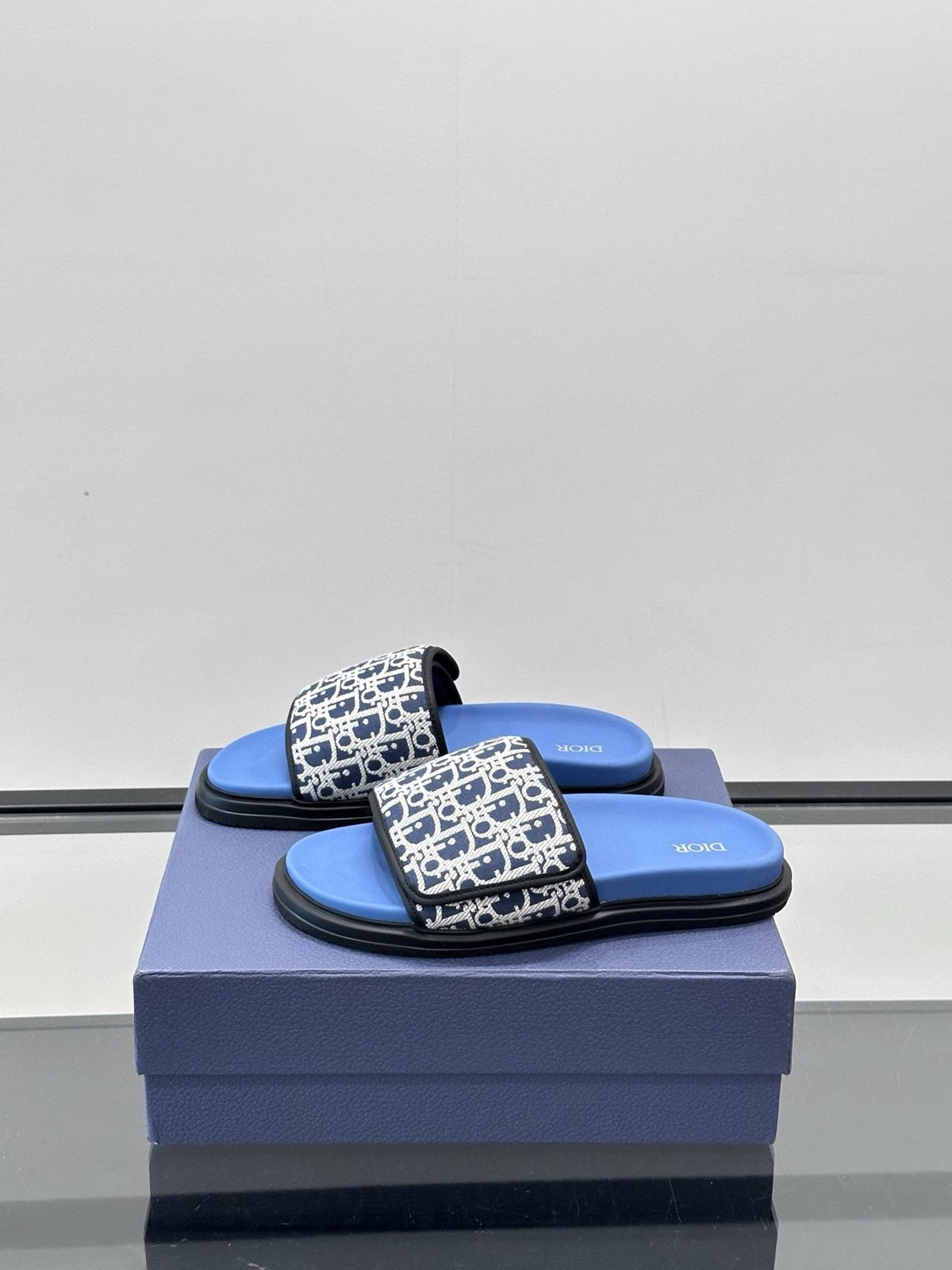 Dior Patterned Strap Slide Sandals — side