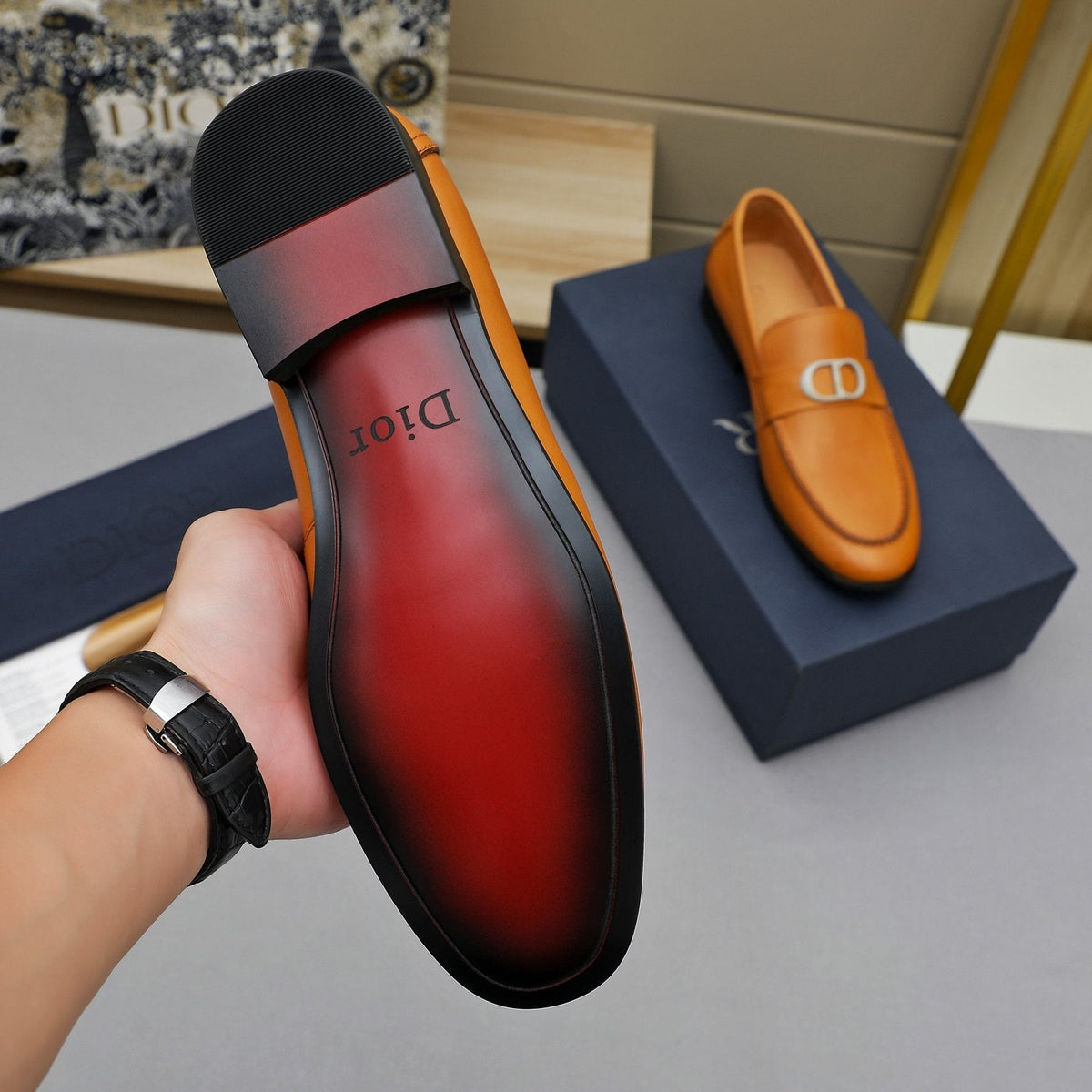 Dior Double-Ring Buckle Loafers — back