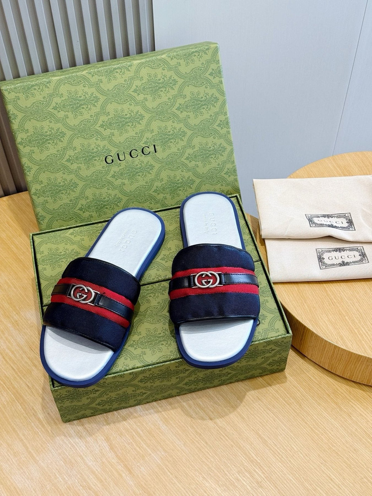 Gucci Interlocking G Stripe Slide Sandals — front