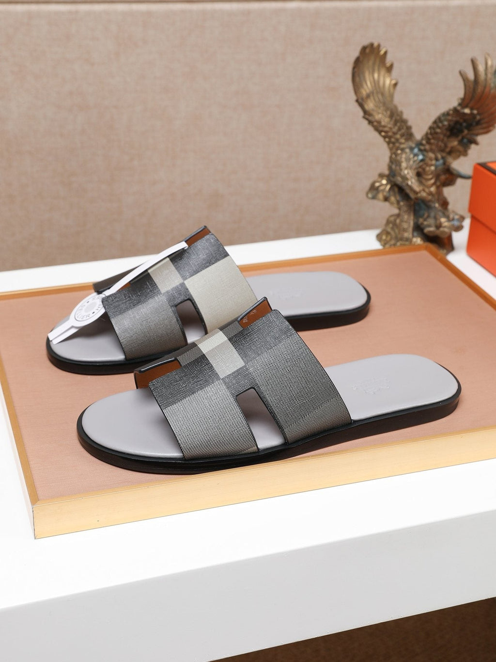 Hermès Textured H Slide Sandals — side