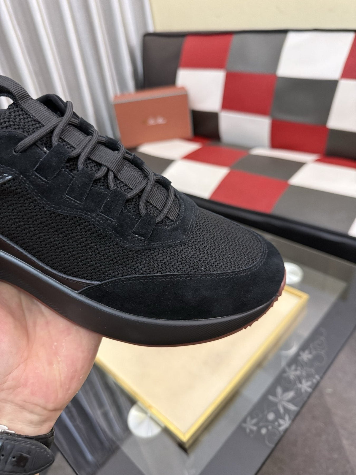 Color-Blocked Low-Top Lace-Up Sneakers — front