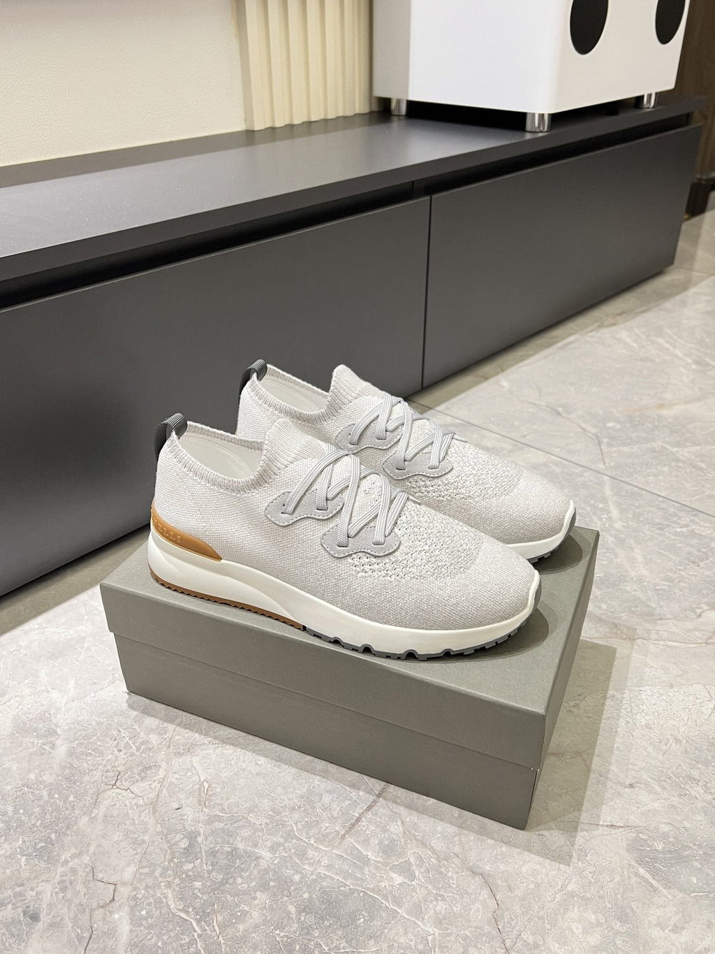 Brunello Cucinelli Color-Block Knit Sneakers — side
