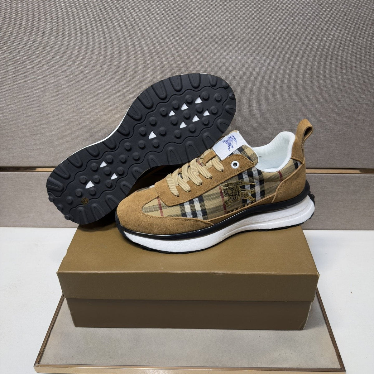 Burberry Plaid Panel Sneakers — back