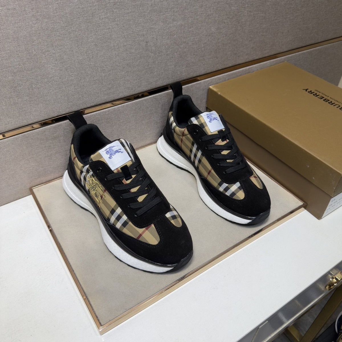 Burberry Plaid Panel Sneakers — front