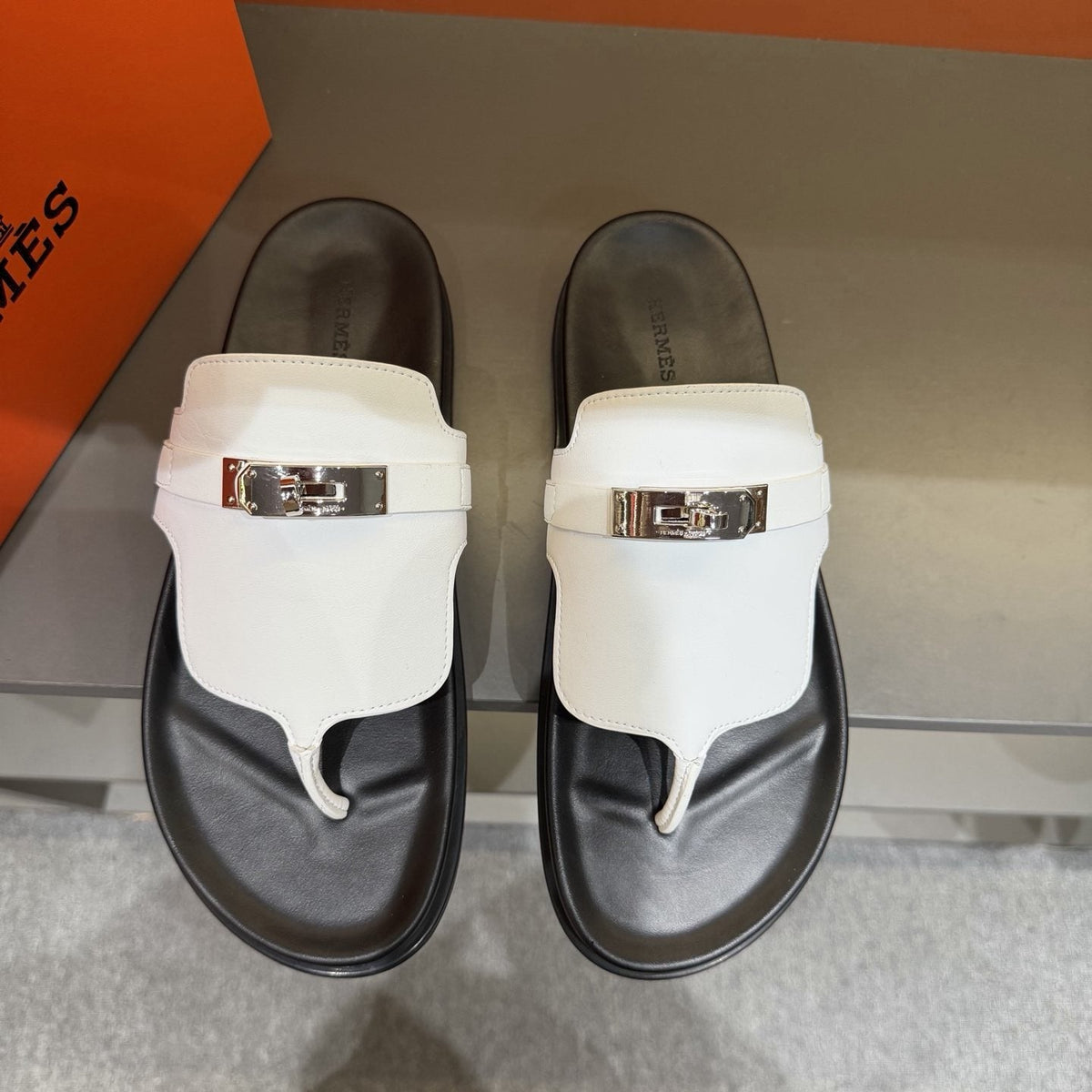 Hermès Metal-Hardware Thong Sandals — front