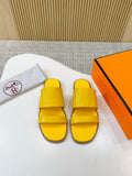 Hermes Ribbed Two-Strap Slide Sandals — hero