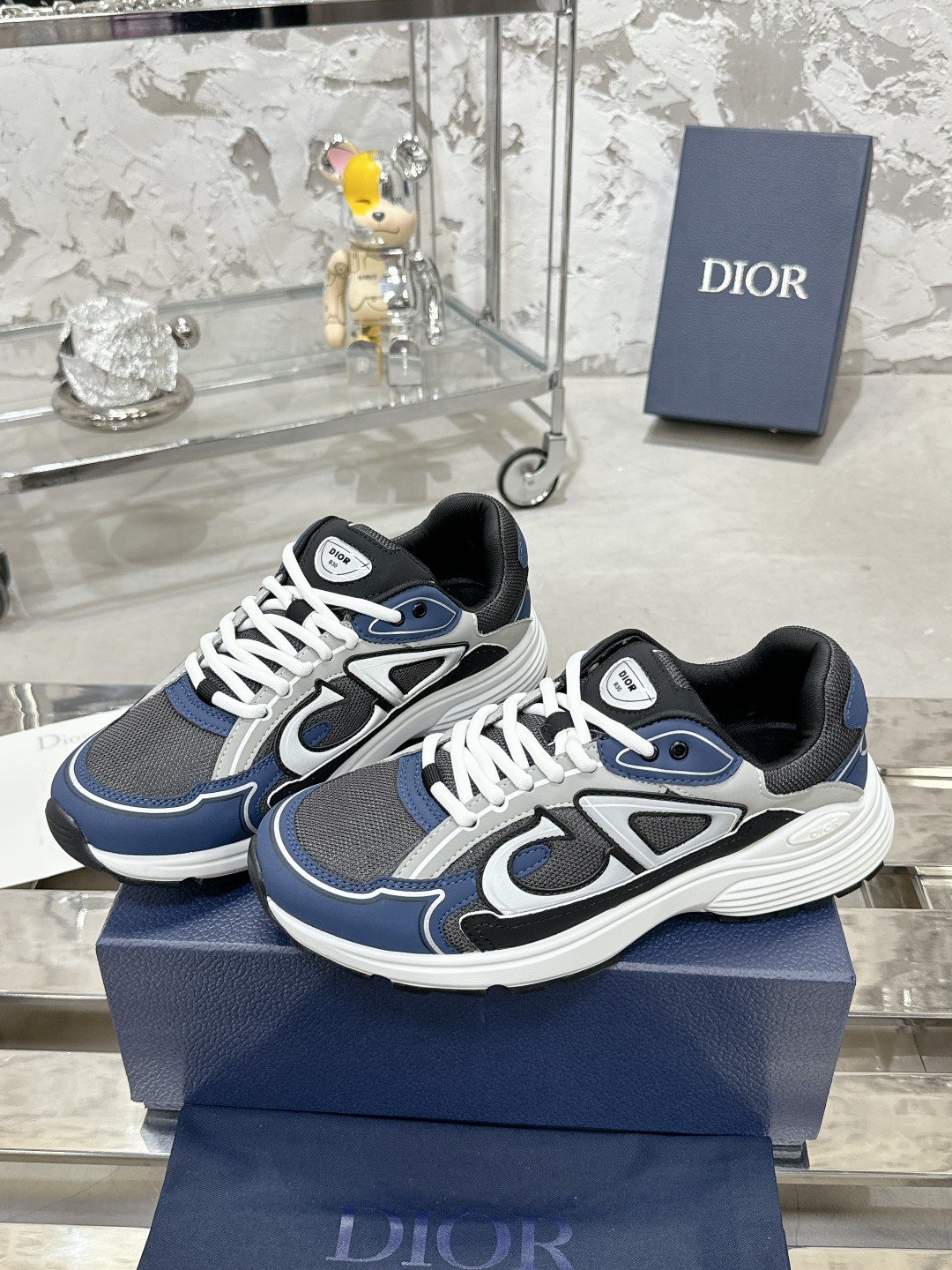 Dior Black, Gray and White Low-Top Sneakers — front