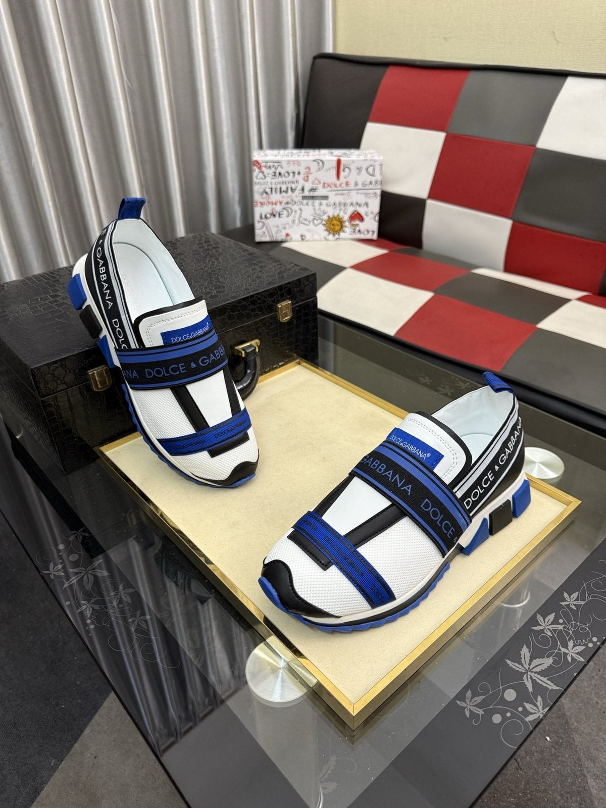 Dolce & Gabbana Blue Strap Sneakers — side
