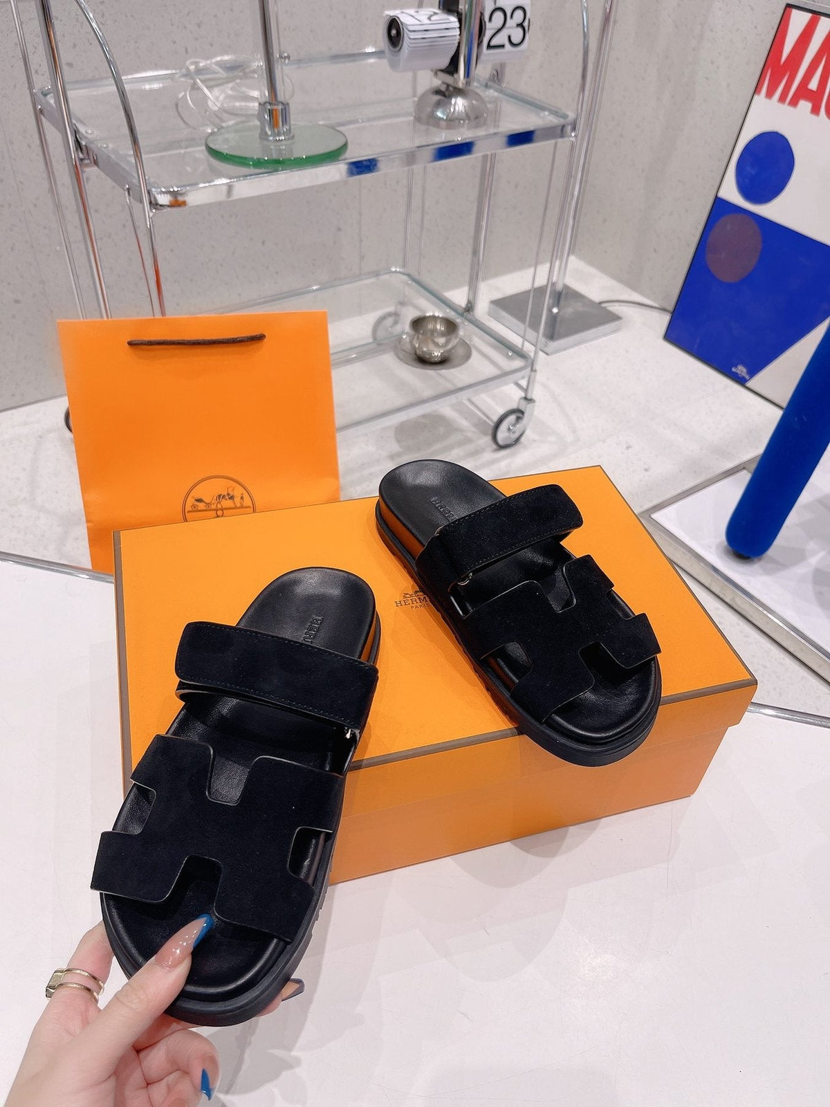 Hermès H-Cutout Slide Sandals — model