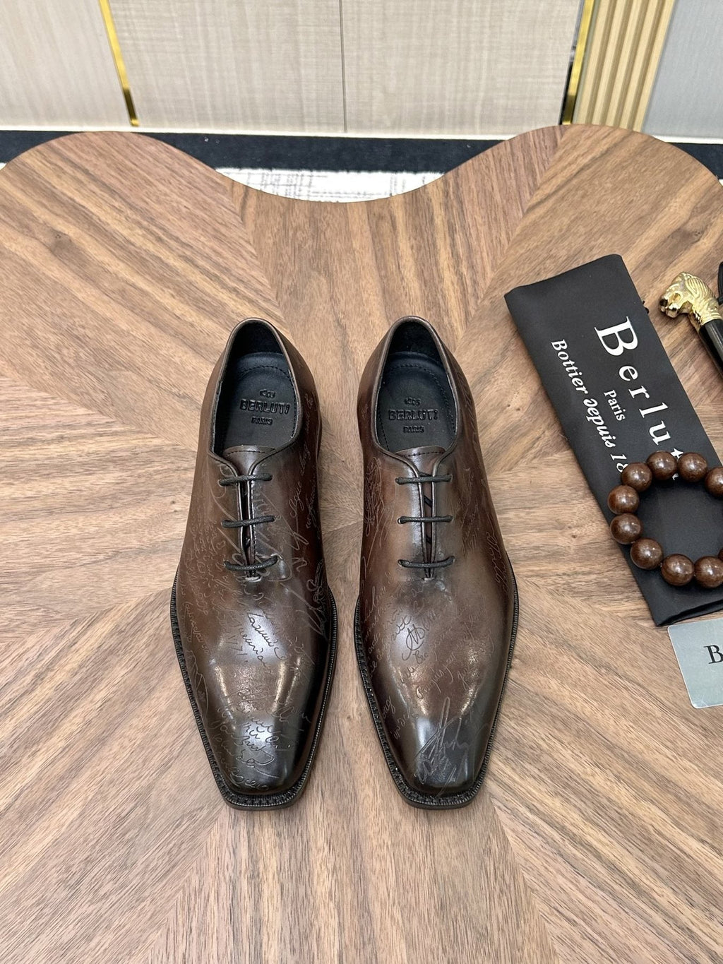 Berluti Burnished Lace-Up Dress Shoes — front
