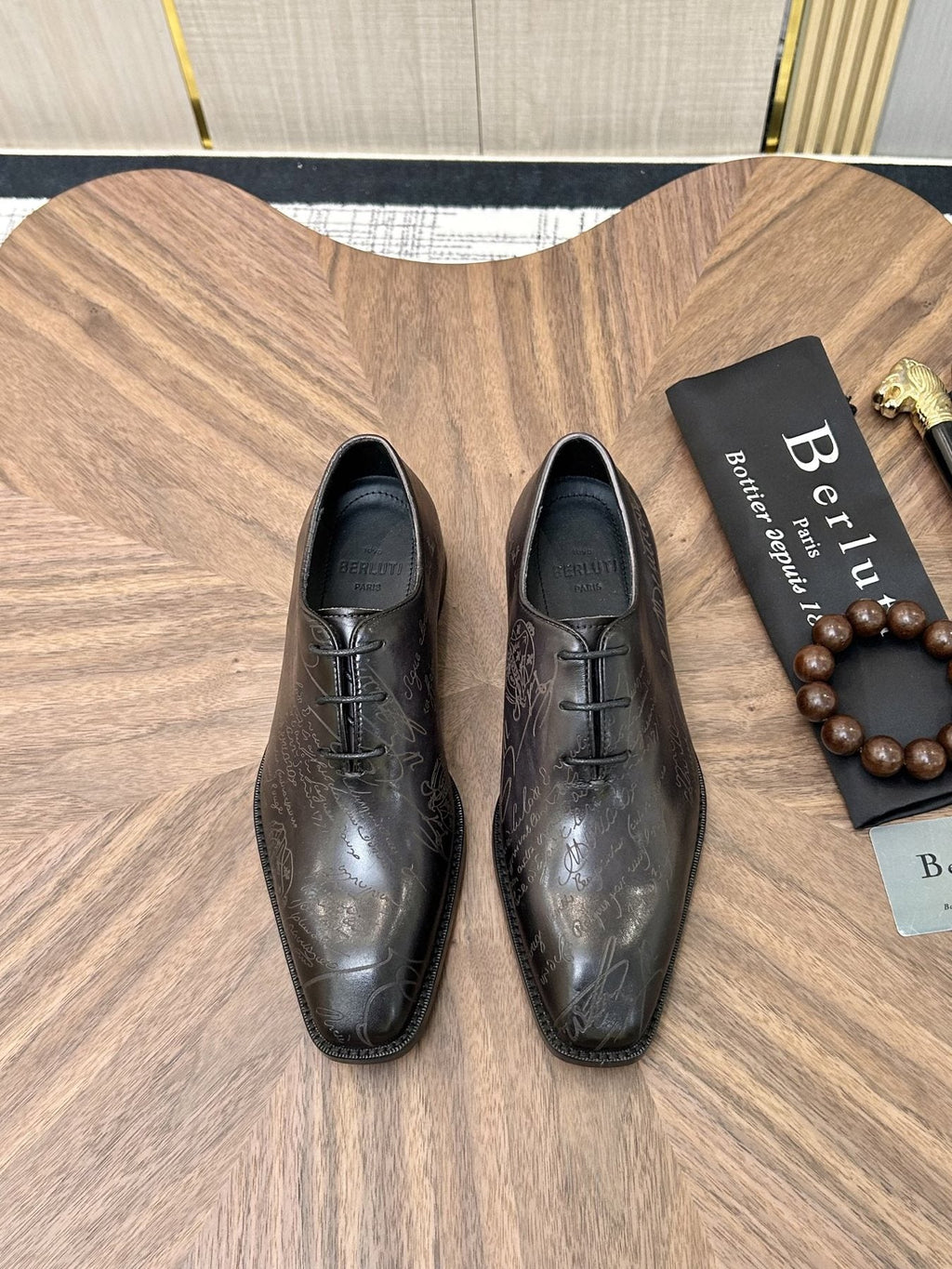 Berluti Burnished Lace-Up Dress Shoes — front