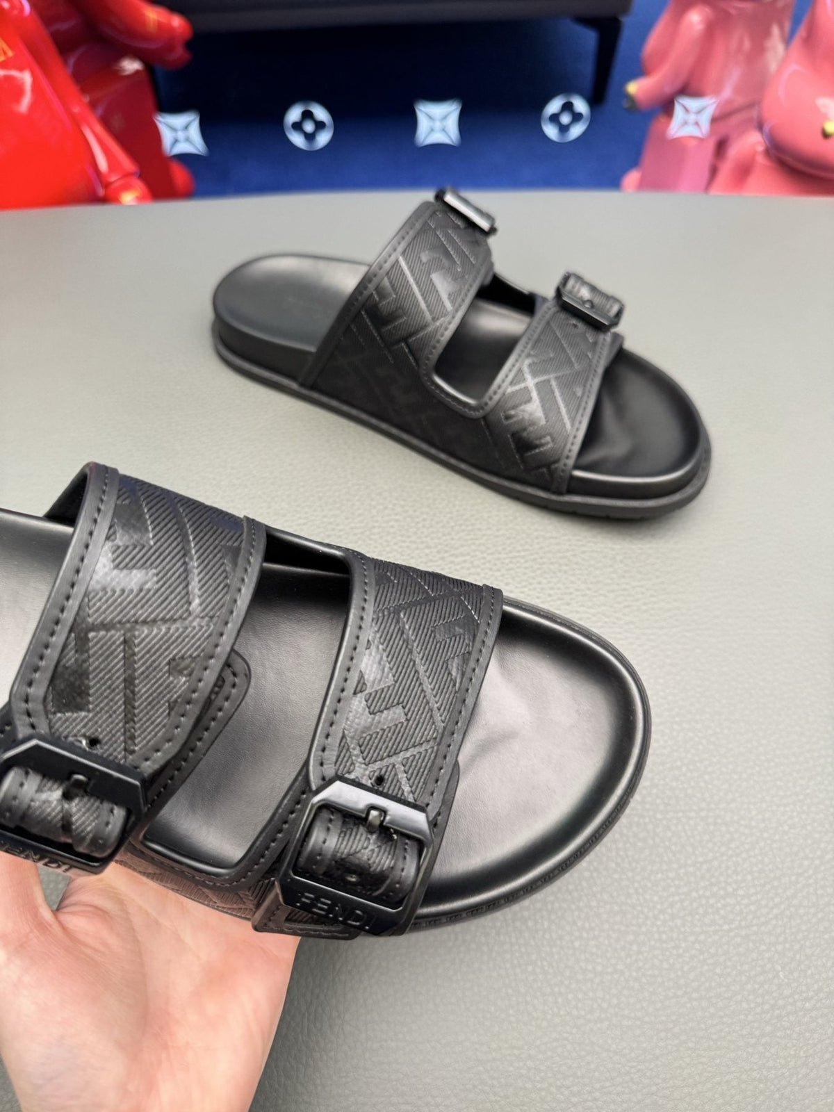 Fendi Two-Buckle Slide Sandals — detail