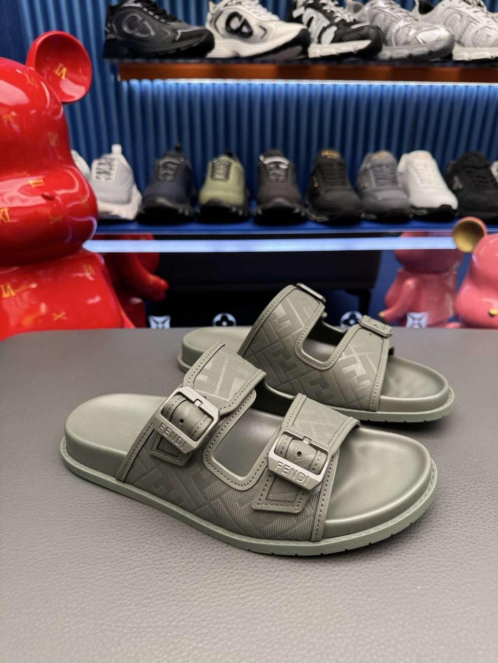 Fendi Two-Buckle Slide Sandals — front