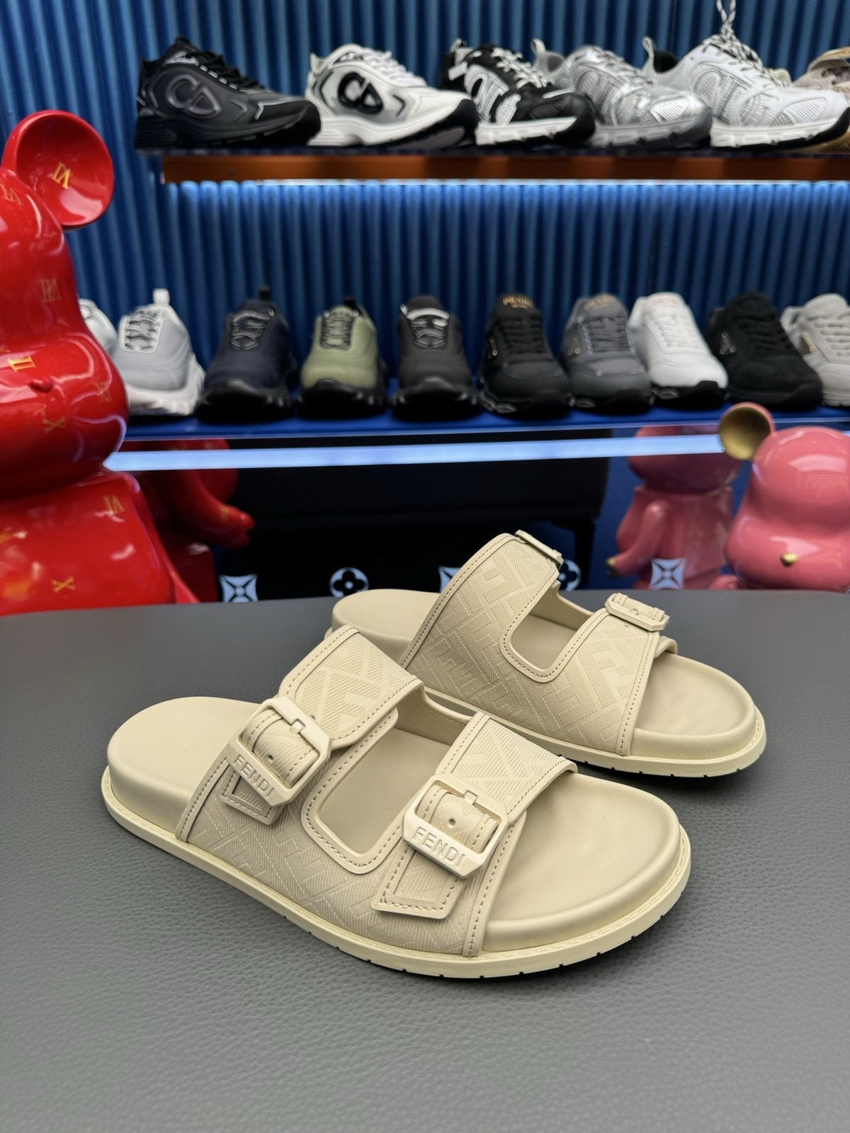 Fendi Two-Buckle Slide Sandals — front