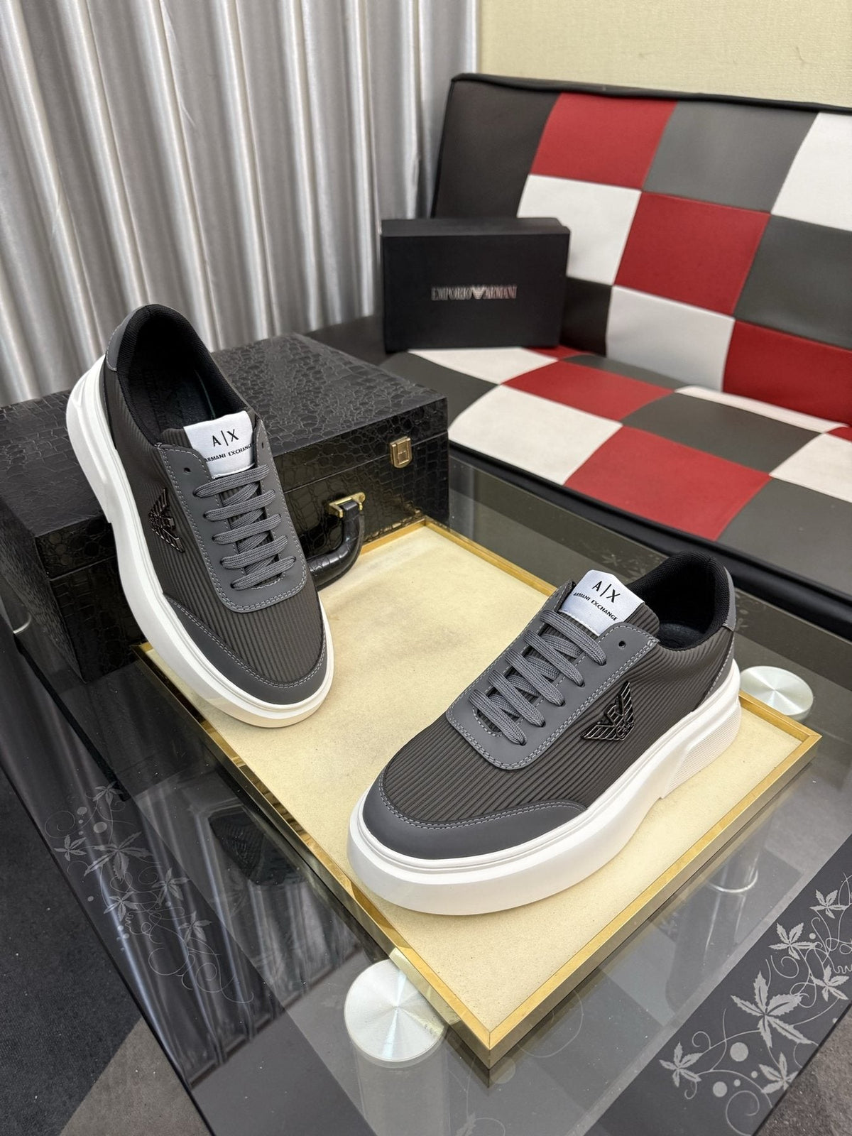 Armani Exchange Mesh Panel Sneakers — front