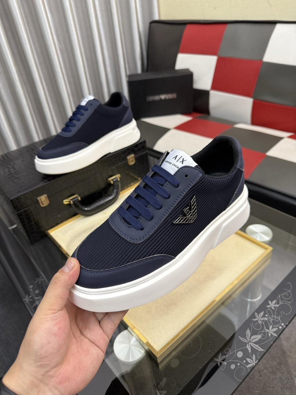 Armani Exchange Mesh Panel Sneakers — side