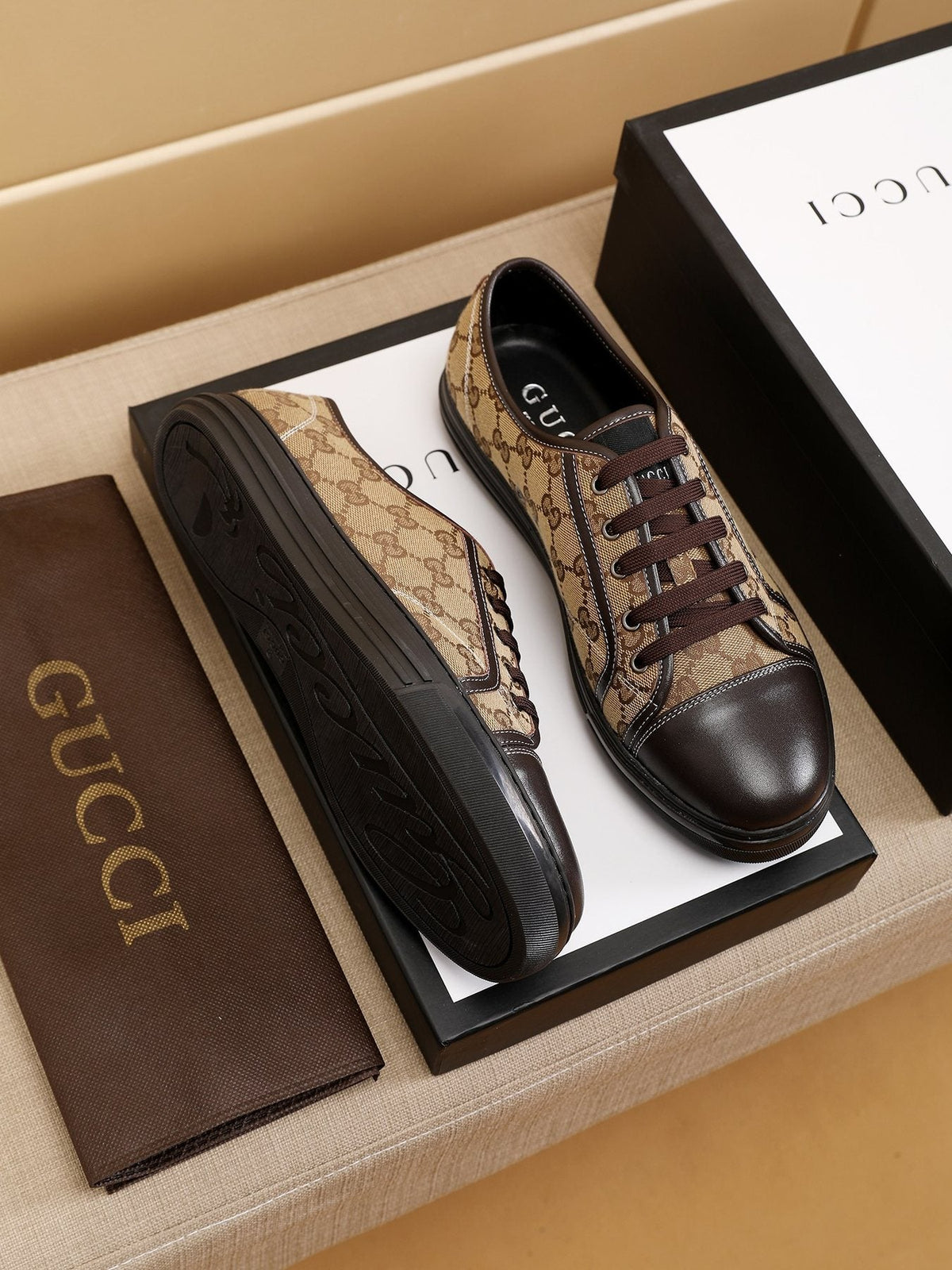 Gucci Monogram Low-Top Sneakers — side