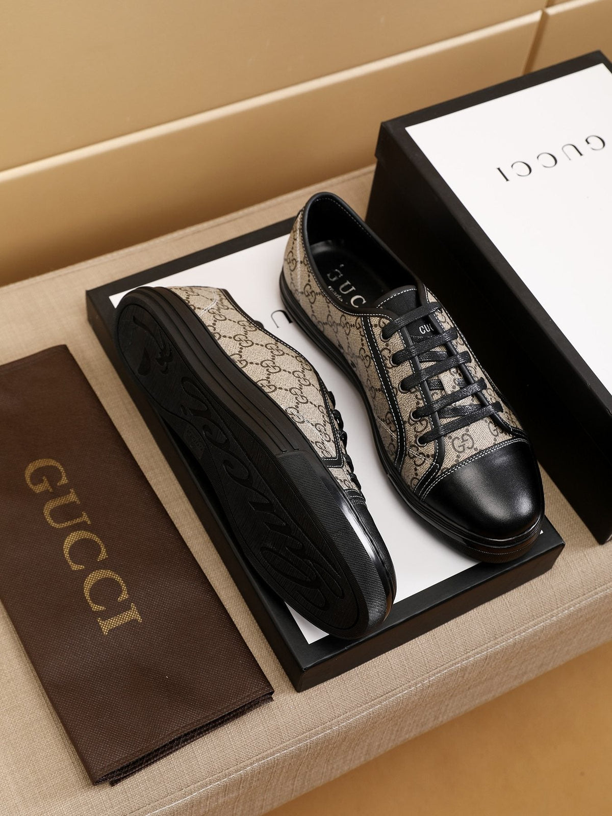 Gucci Monogram Low-Top Sneakers — side