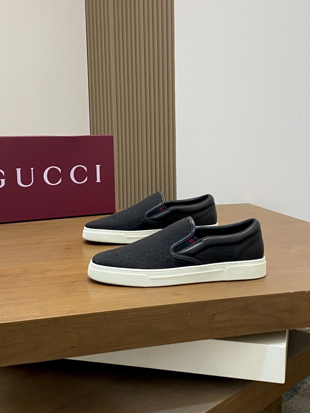 Gucci Patterned Slip-On Sneakers — front
