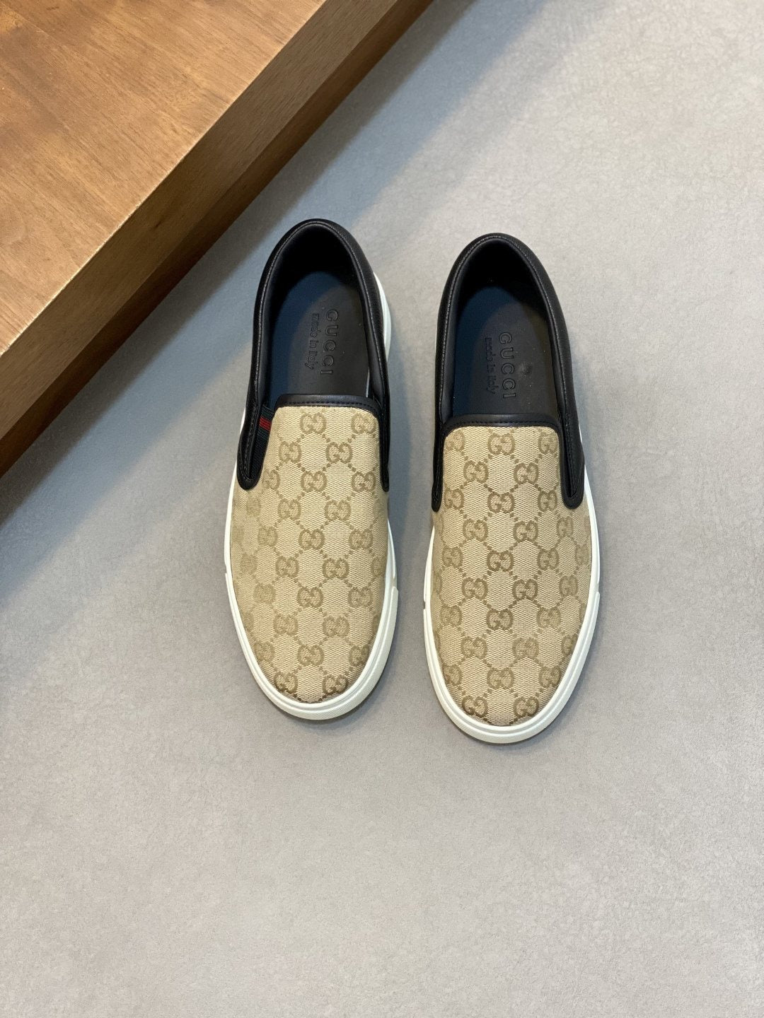 Gucci Patterned Slip-On Sneakers — front