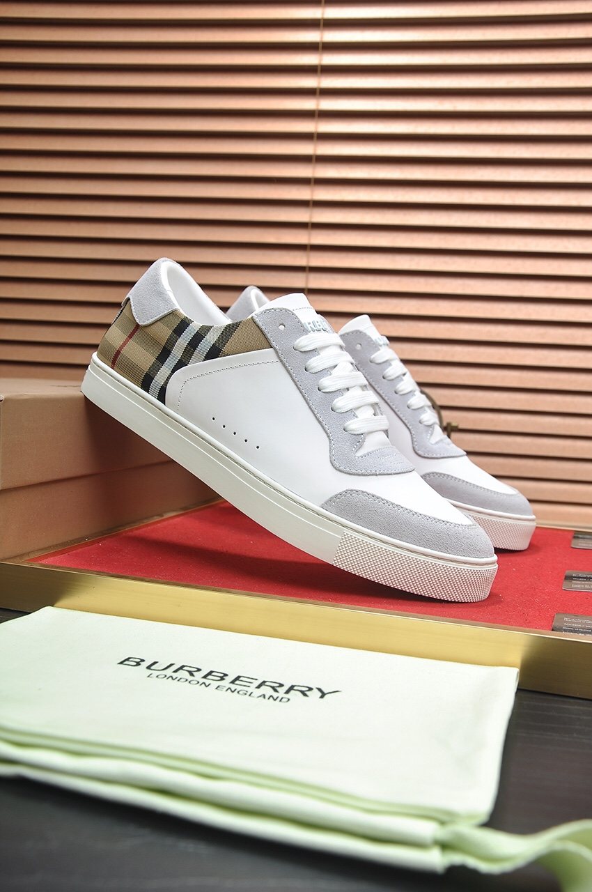 Burberry Check Panel Low-Top Sneakers — side