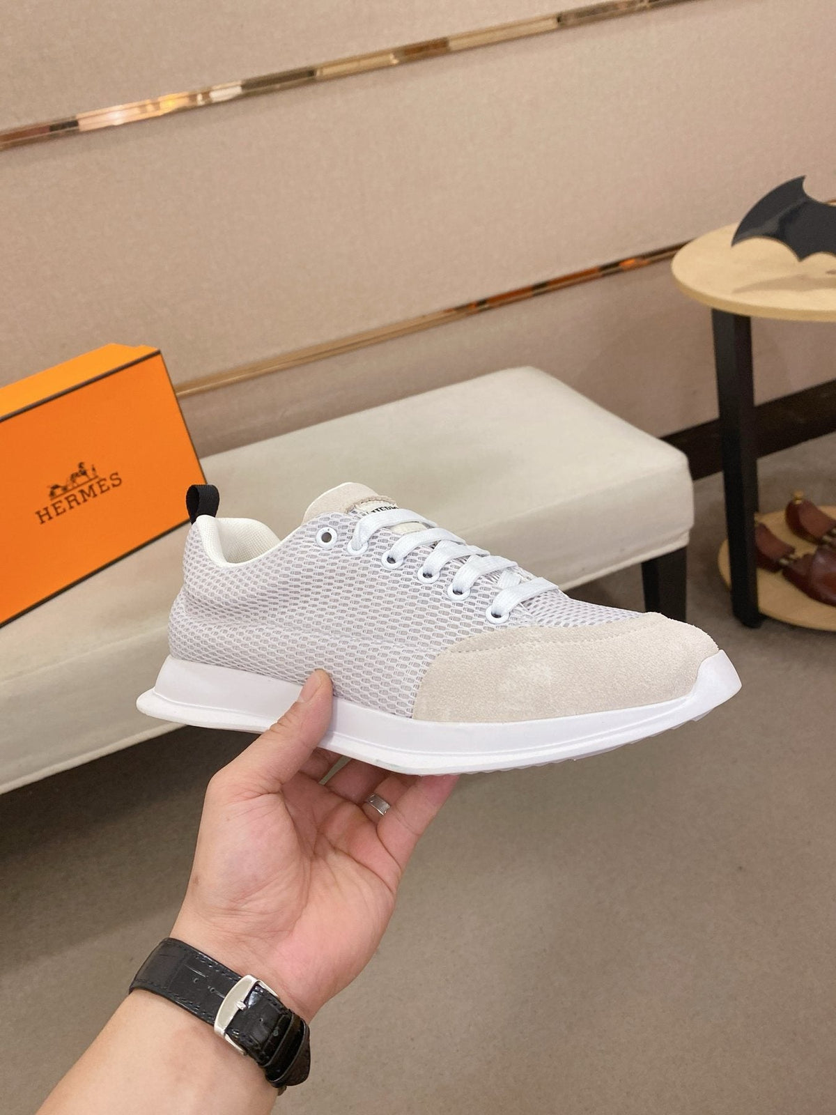 Hermès Mesh Low-Top Sneakers — side