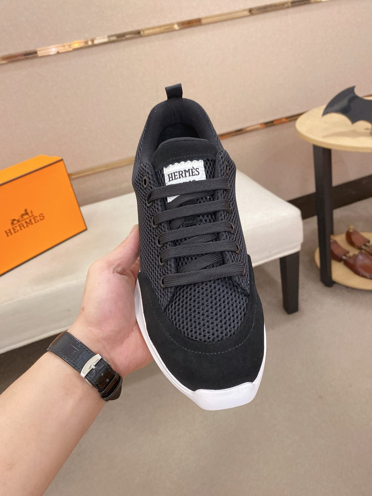 Hermès Mesh Low-Top Sneakers — front