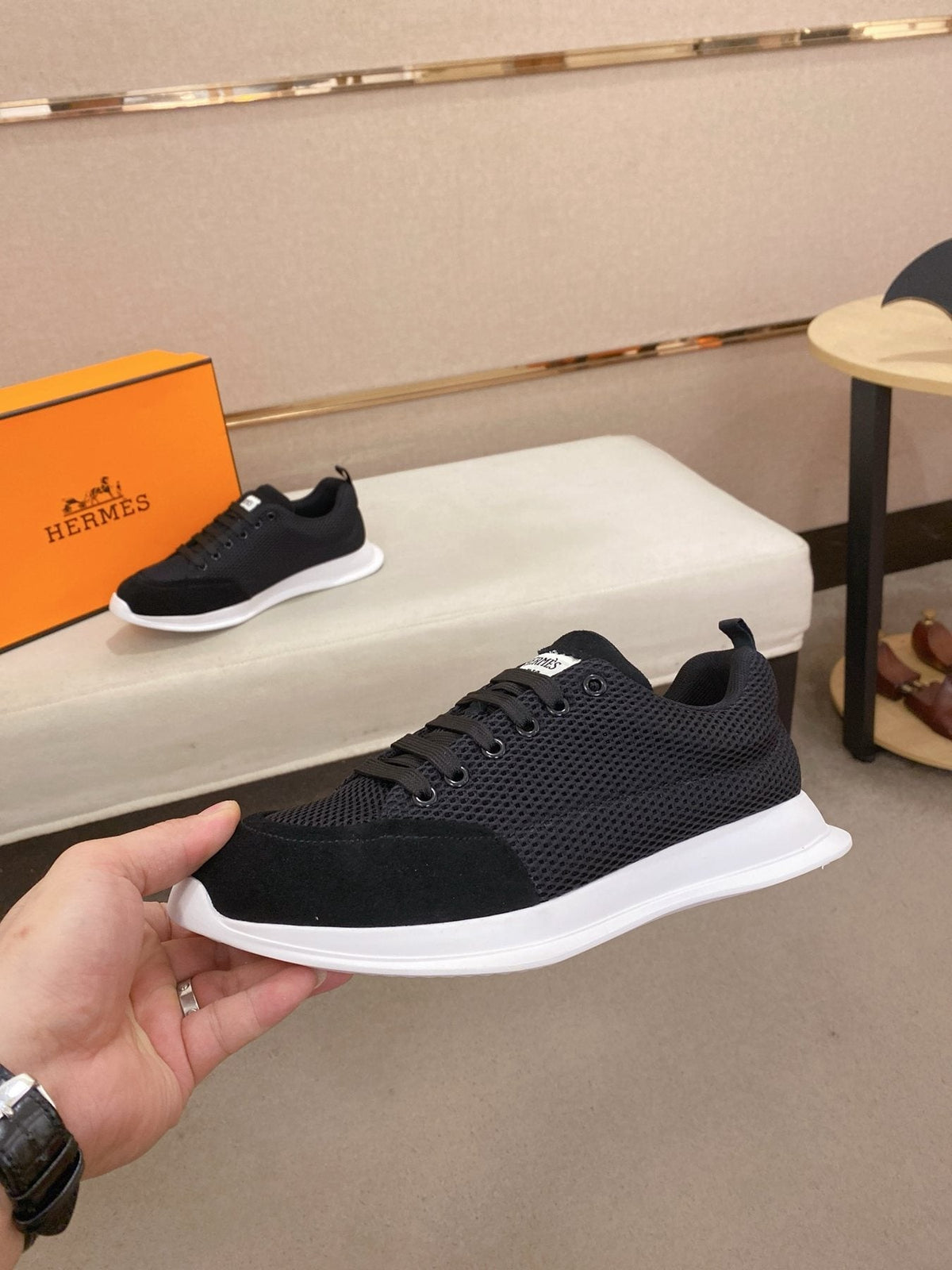 Hermès Mesh Low-Top Sneakers — side