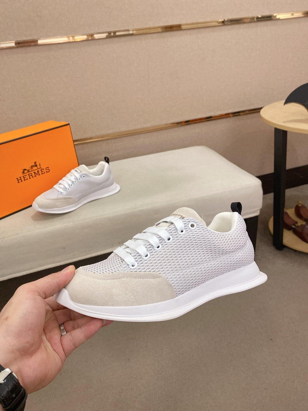 Hermès Mesh Low-Top Sneakers — side